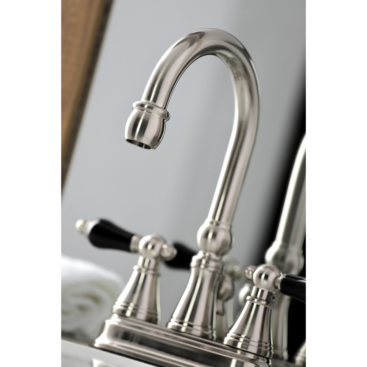 Kingston Tulare KS2618PKL - Duchess Double-Handle 3-Hole Deck Mount 4-Inch Centerset Bathroom Faucet with Brass Pop-Up, Brushed Nickel — thumbnail 3