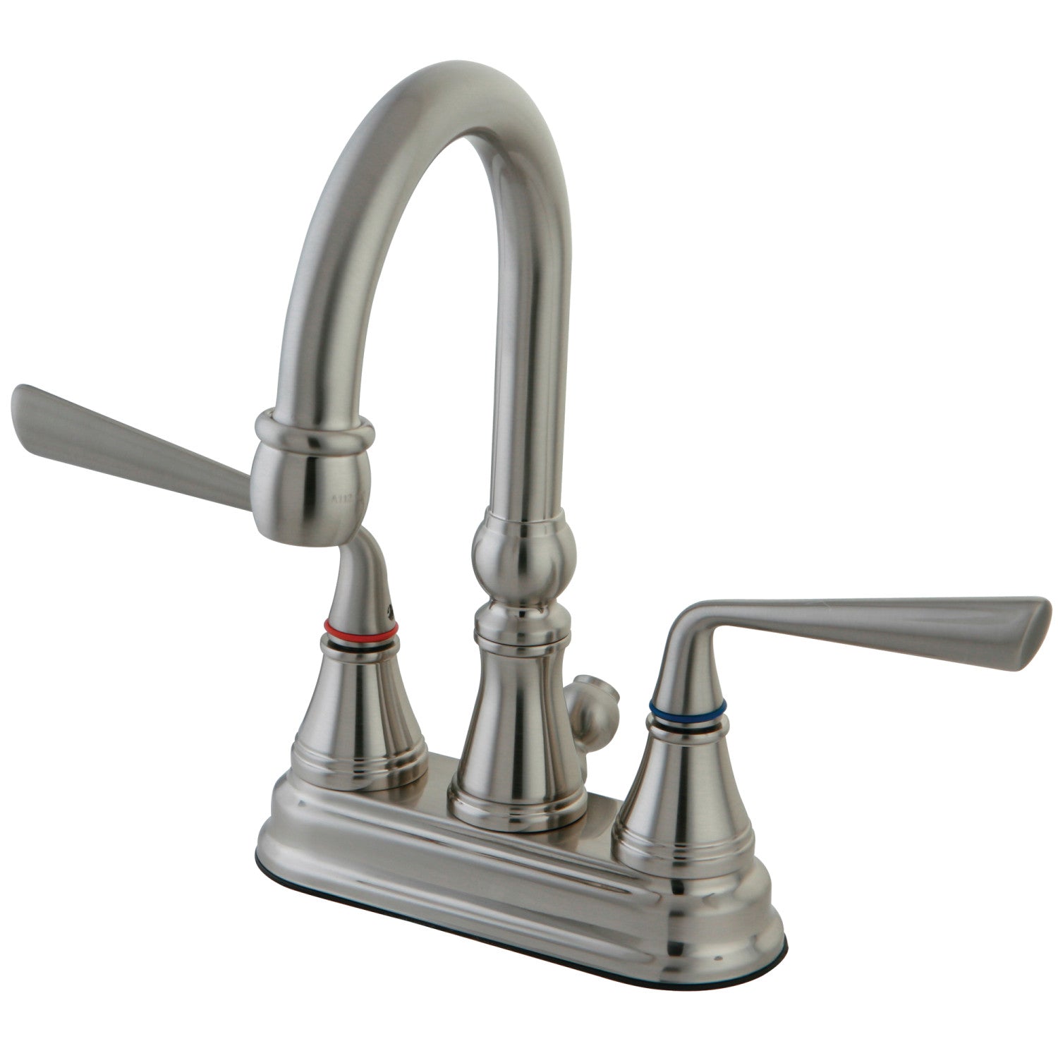 Kingston Tulare KS2618ZL - Silver Sage Double-Handle 3-Hole Deck Mount 4-Inch Centerset Bathroom Faucet with Brass Pop-Up, Brushed Nickel