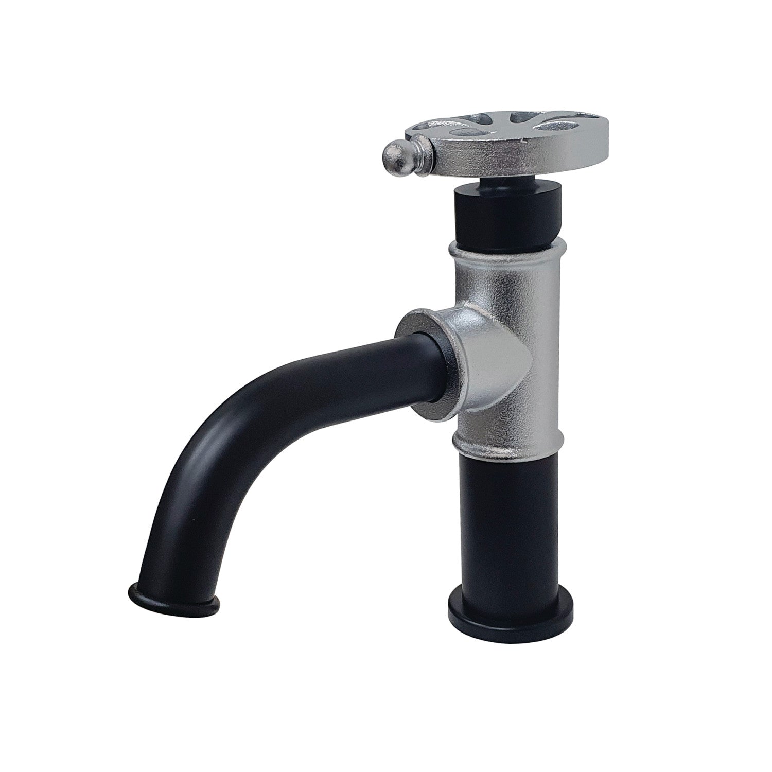 Kingston Heirloom KS2821RX - Belknap One-Handle 1-Hole Bathroom Faucet with Push Pop-Up Drain, Matte Black/Polished Chrome
