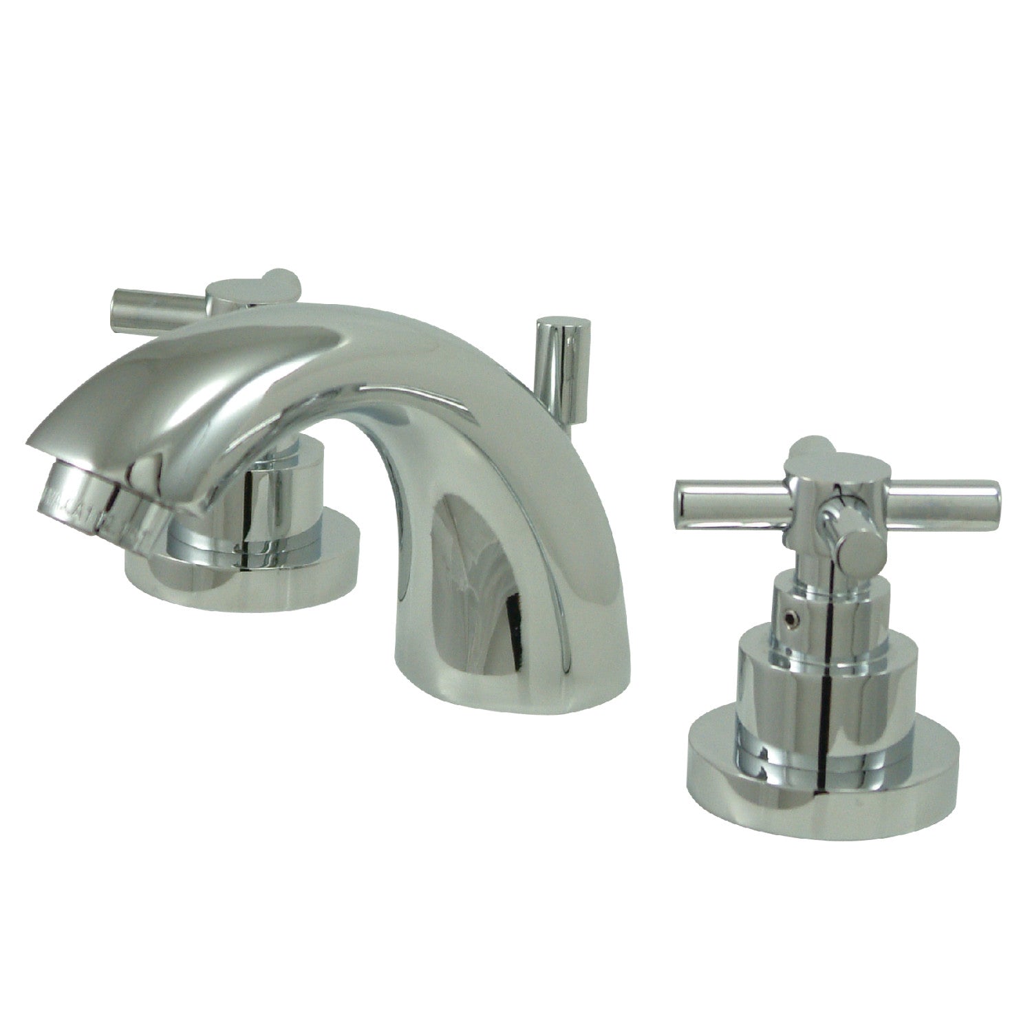 Kingston Tulare KS2951EXTwo-Handle 3-Hole Deck Mount Mini-Widespread Bathroom Faucet with Brass Pop-Up, Polished Chrome