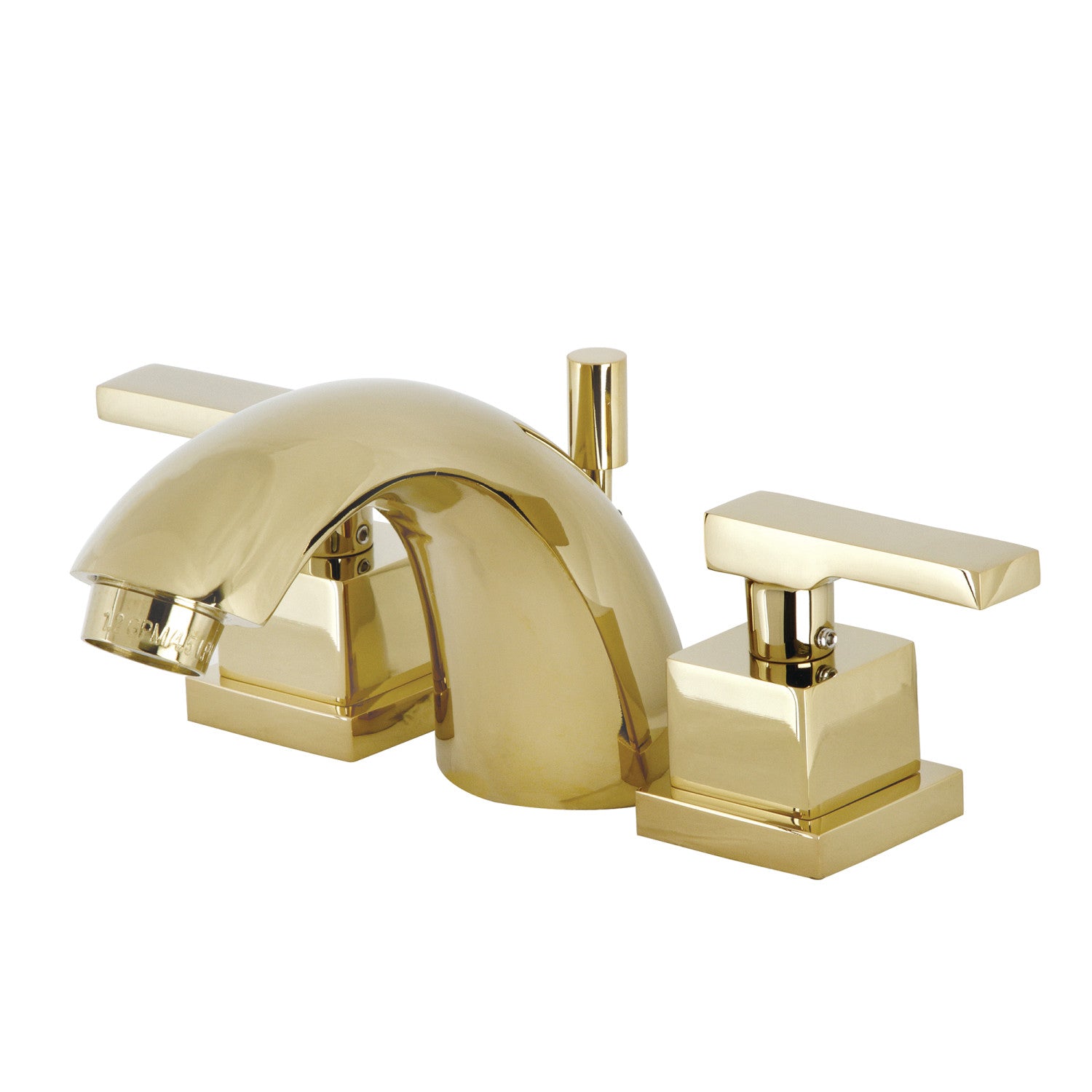 Kingston Sona KS2952QLL - Executive Two-Handle 3-Hole Deck Mount Mini-Widespread Bathroom Faucet with Brass Pop-Up, Polished Brass