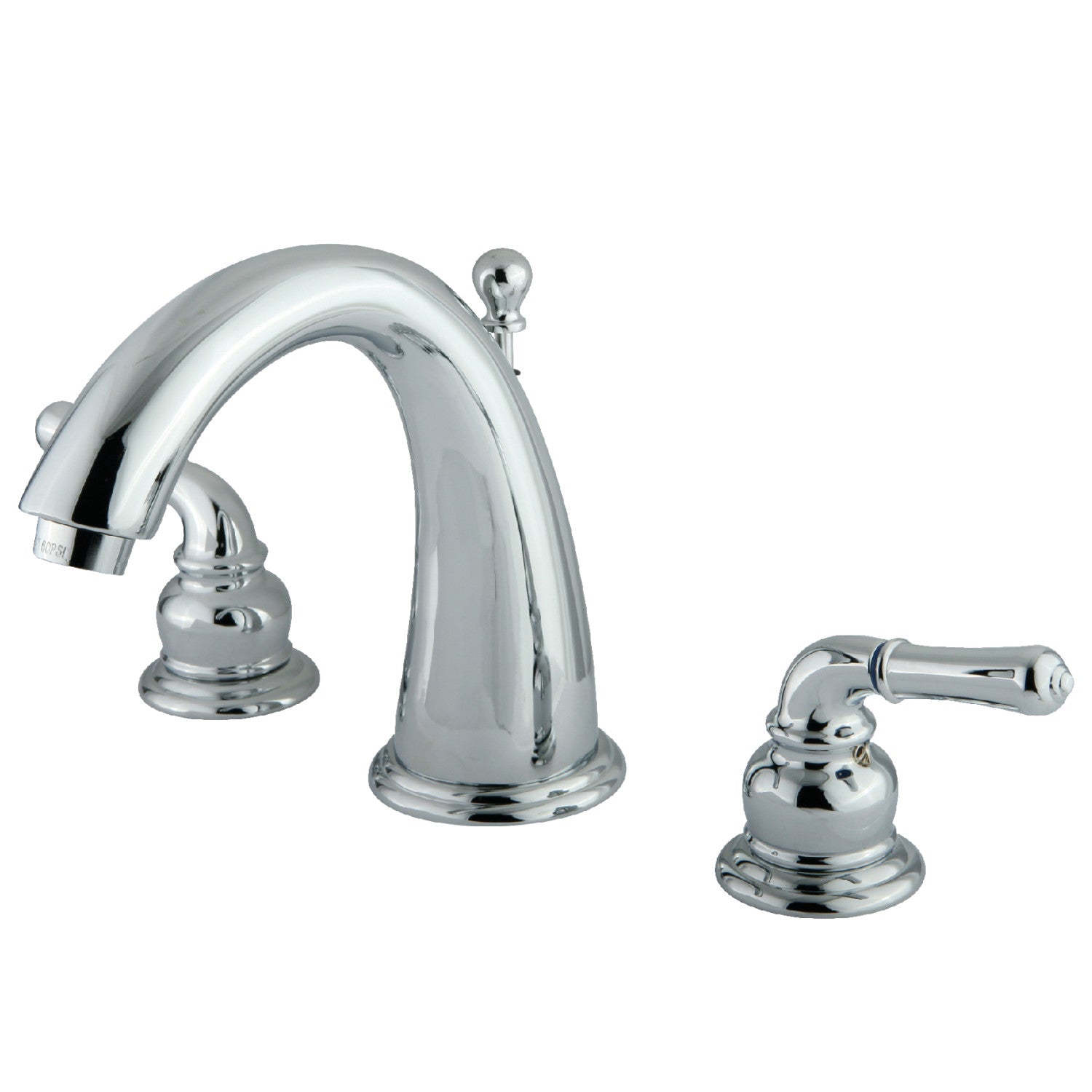 Kingston Tulare KS2961 - Naples Two-Handle 3-Hole Deck Mount Widespread Bathroom Faucet with Brass Pop-Up, Polished Chrome