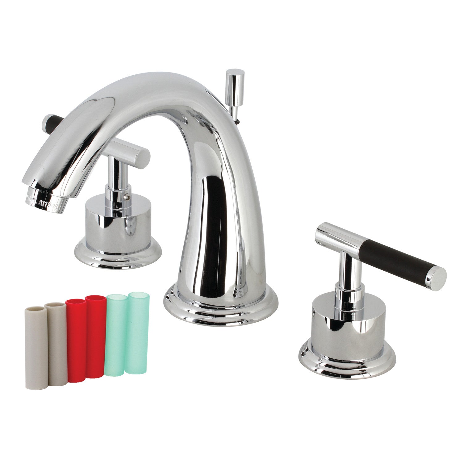 Kingston Tulare KS2961CKL - Kaiser Two-Handle 3-Hole Deck Mount Widespread Bathroom Faucet with Brass Pop-Up, Polished Chrome