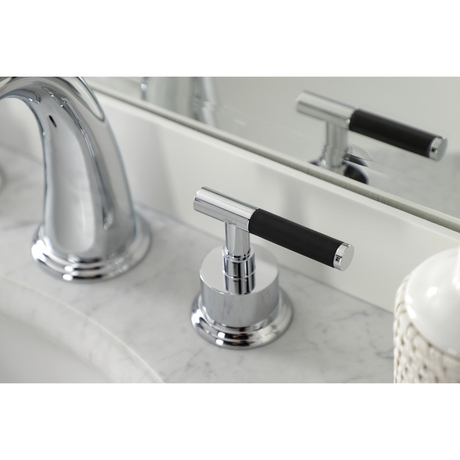 Kingston Tulare KS2961CKL - Kaiser Two-Handle 3-Hole Deck Mount Widespread Bathroom Faucet with Brass Pop-Up, Polished Chrome — thumbnail 3