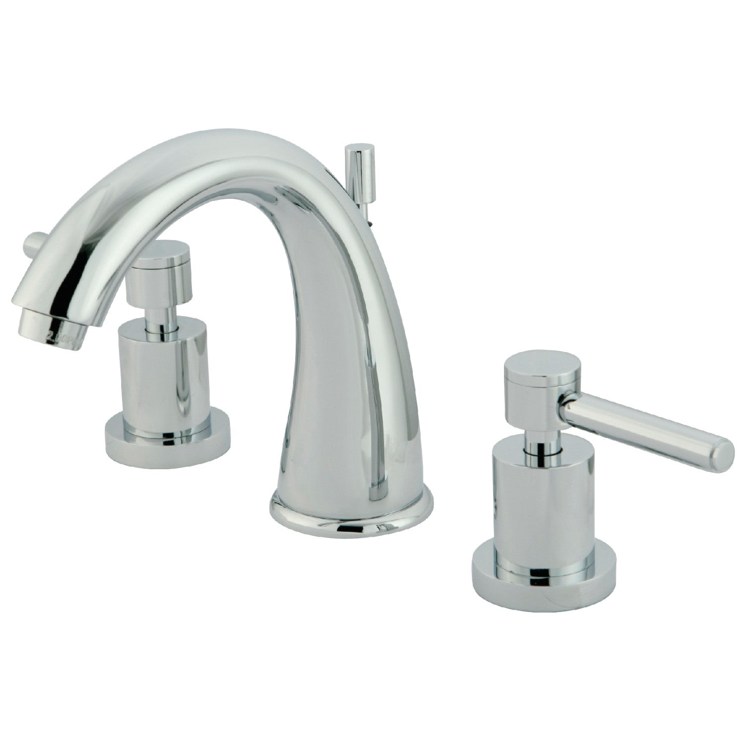 Kingston Tulare KS2961DL - Concord Two-Handle 3-Hole Deck Mount Widespread Bathroom Faucet with Brass Pop-Up, Polished Chrome