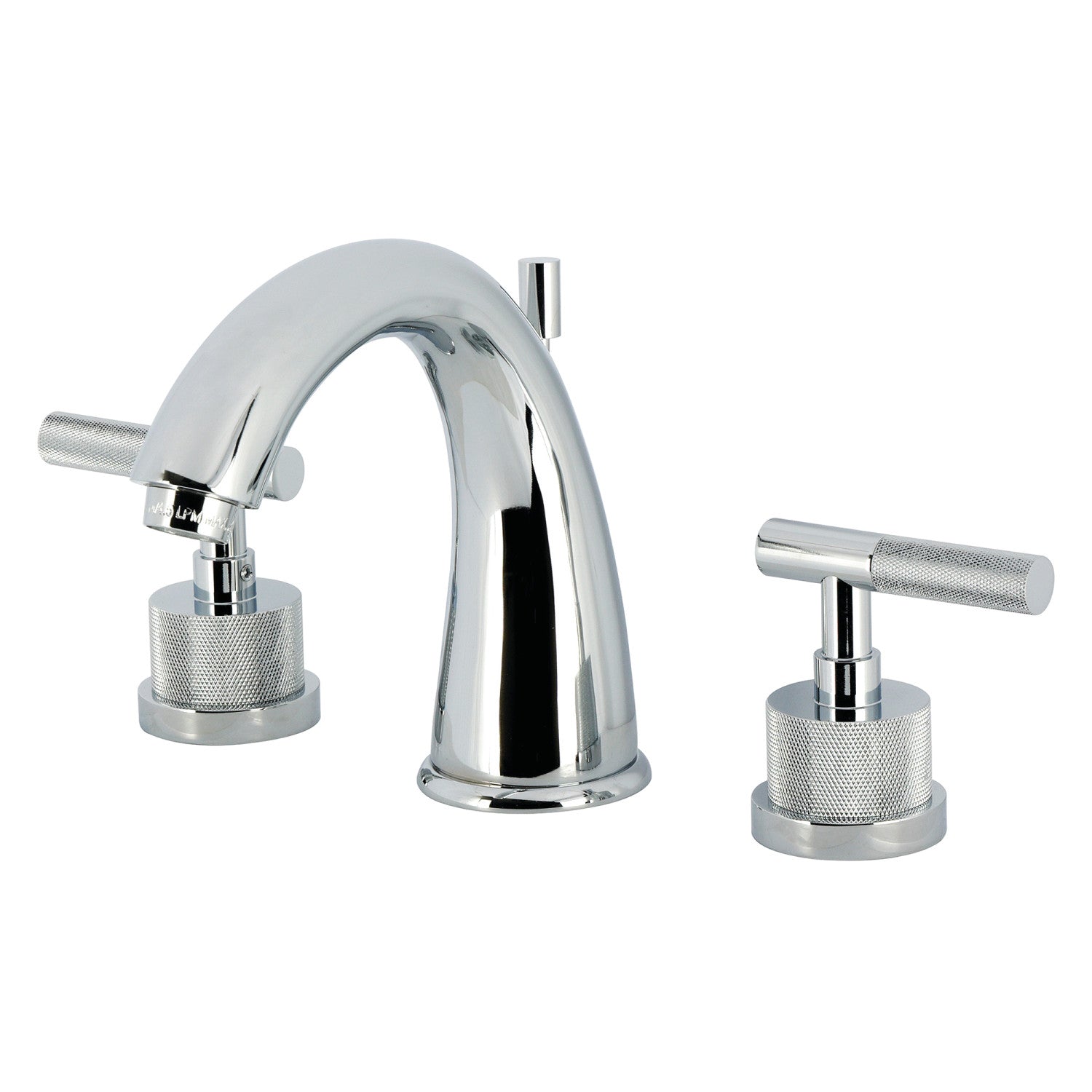 Kingston Tulare KS2961KNL - Convergent Two-Handle 3-Hole Deck Mount Widespread Bathroom Faucet with Knurled Handle and Brass Pop-Up, Polished Chrome