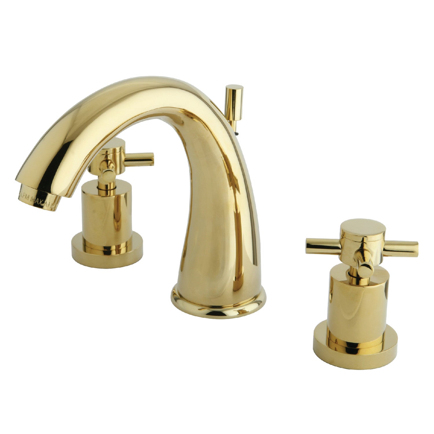 Kingston Tulare KS2962DX - Concord Two-Handle 3-Hole Deck Mount Widespread Bathroom Faucet with Brass Pop-Up, Polished Brass