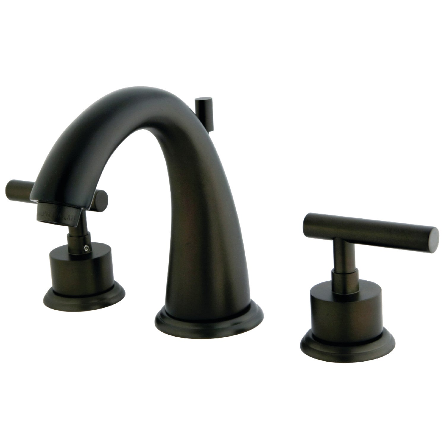 Kingston Tulare KS2965CML - Manhattan Two-Handle 3-Hole Deck Mount Widespread Bathroom Faucet with Brass Pop-Up, Oil Rubbed Bronze