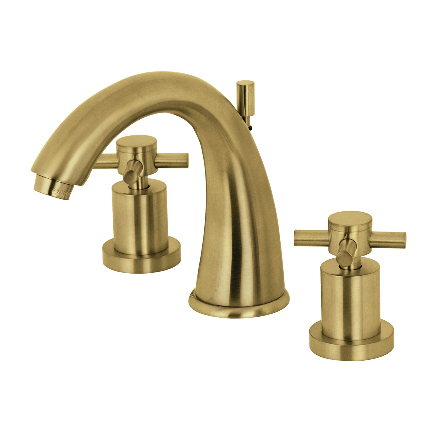 Kingston Tulare KS2967DX - Concord Two-Handle 3-Hole Deck Mount Widespread Bathroom Faucet with Brass Pop-Up, Brushed Brass