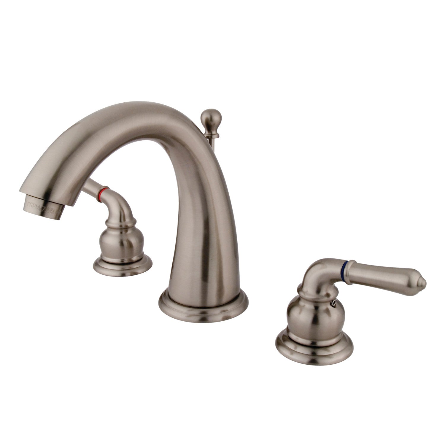 Kingston Tulare KS2968 - Naples Two-Handle 3-Hole Deck Mount Widespread Bathroom Faucet with Brass Pop-Up, Brushed Nickel