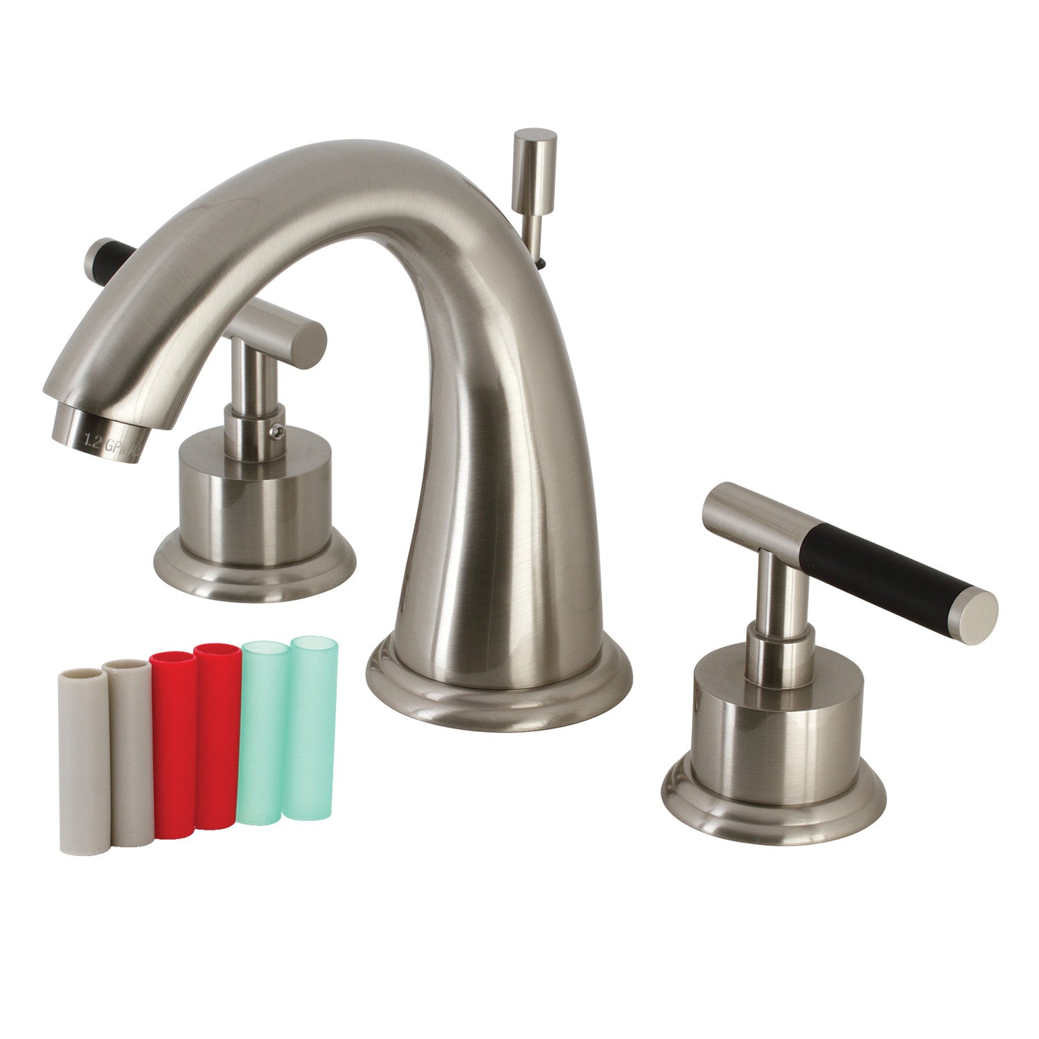 Kingston Tulare KS2968CKL - Kaiser Two-Handle 3-Hole Deck Mount Widespread Bathroom Faucet with Brass Pop-Up, Brushed Nickel