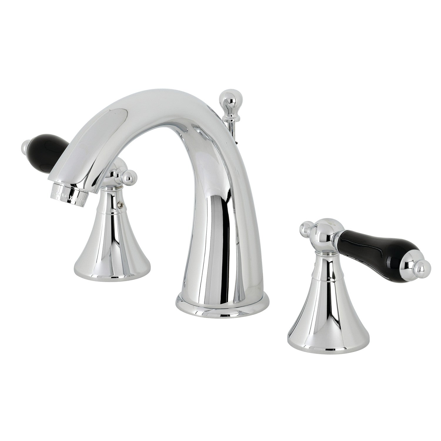 Kingston Tulare KS2971PKL - Duchess Two-Handle 3-Hole Deck Mount Widespread Bathroom Faucet with Brass Pop-Up, Polished Chrome