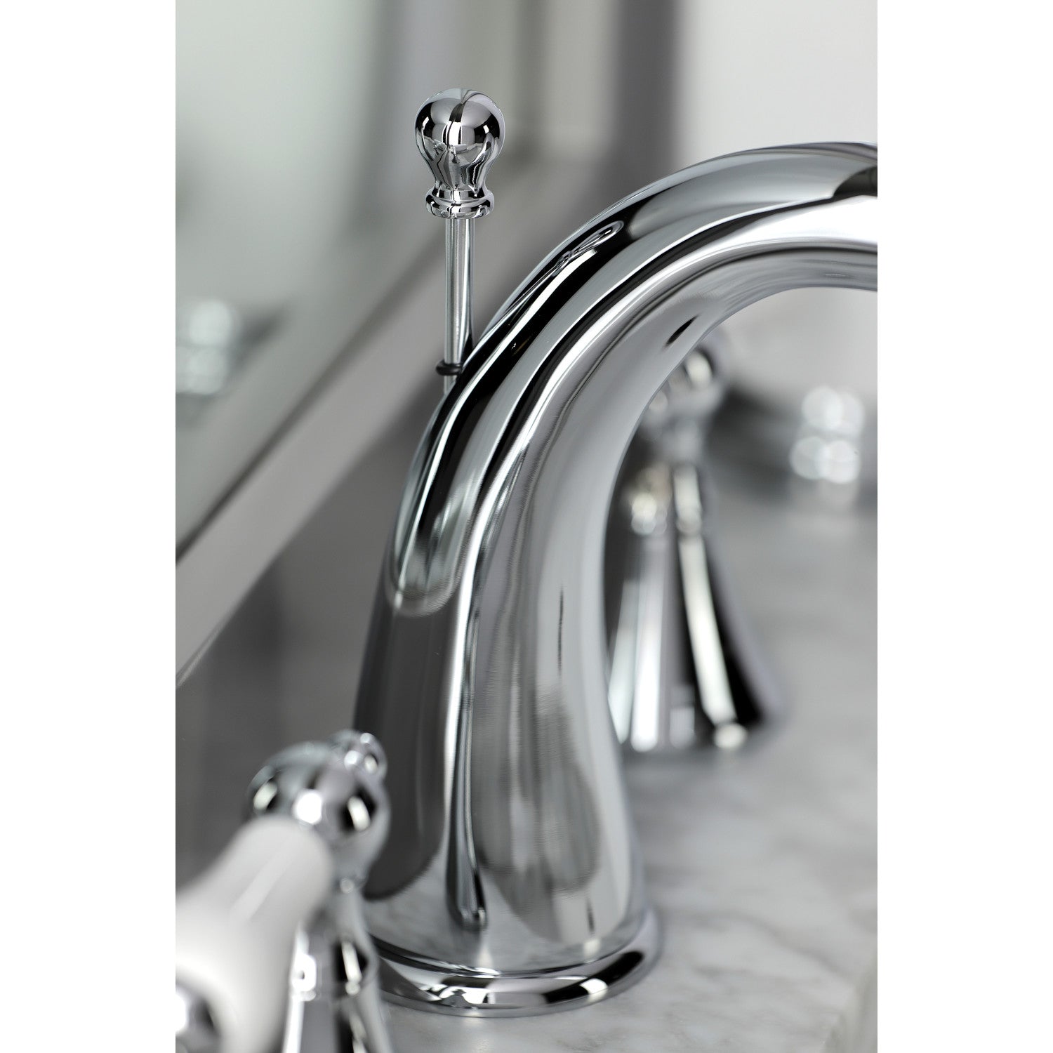 Kingston Tulare KS2971PL - Naples Two-Handle 3-Hole Deck Mount Widespread Bathroom Faucet with Brass Pop-Up, Polished Chrome — thumbnail 3