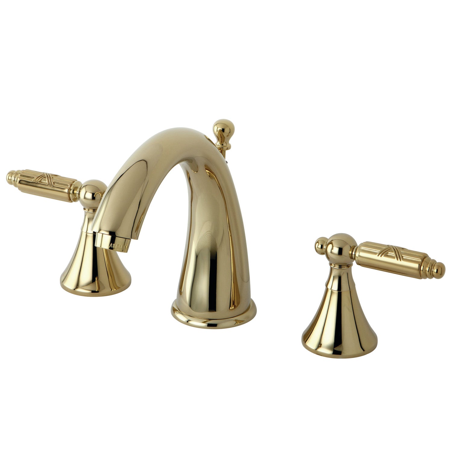 Kingston Tulare KS2972GL - Elinvar Two-Handle 3-Hole Deck Mount Widespread Bathroom Faucet with Brass Pop-Up, Polished Brass