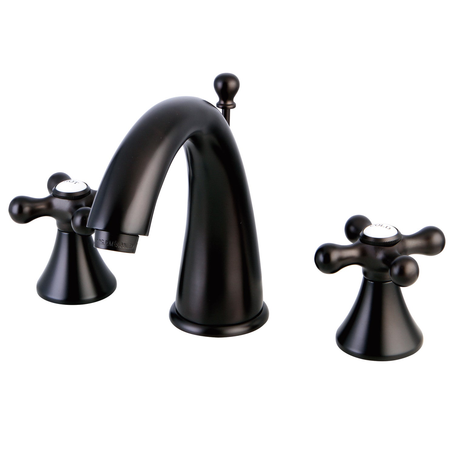 Kingston Tulare KS2975AX - Naples Two-Handle 3-Hole Deck Mount Widespread Bathroom Faucet with Brass Pop-Up, Oil Rubbed Bronze