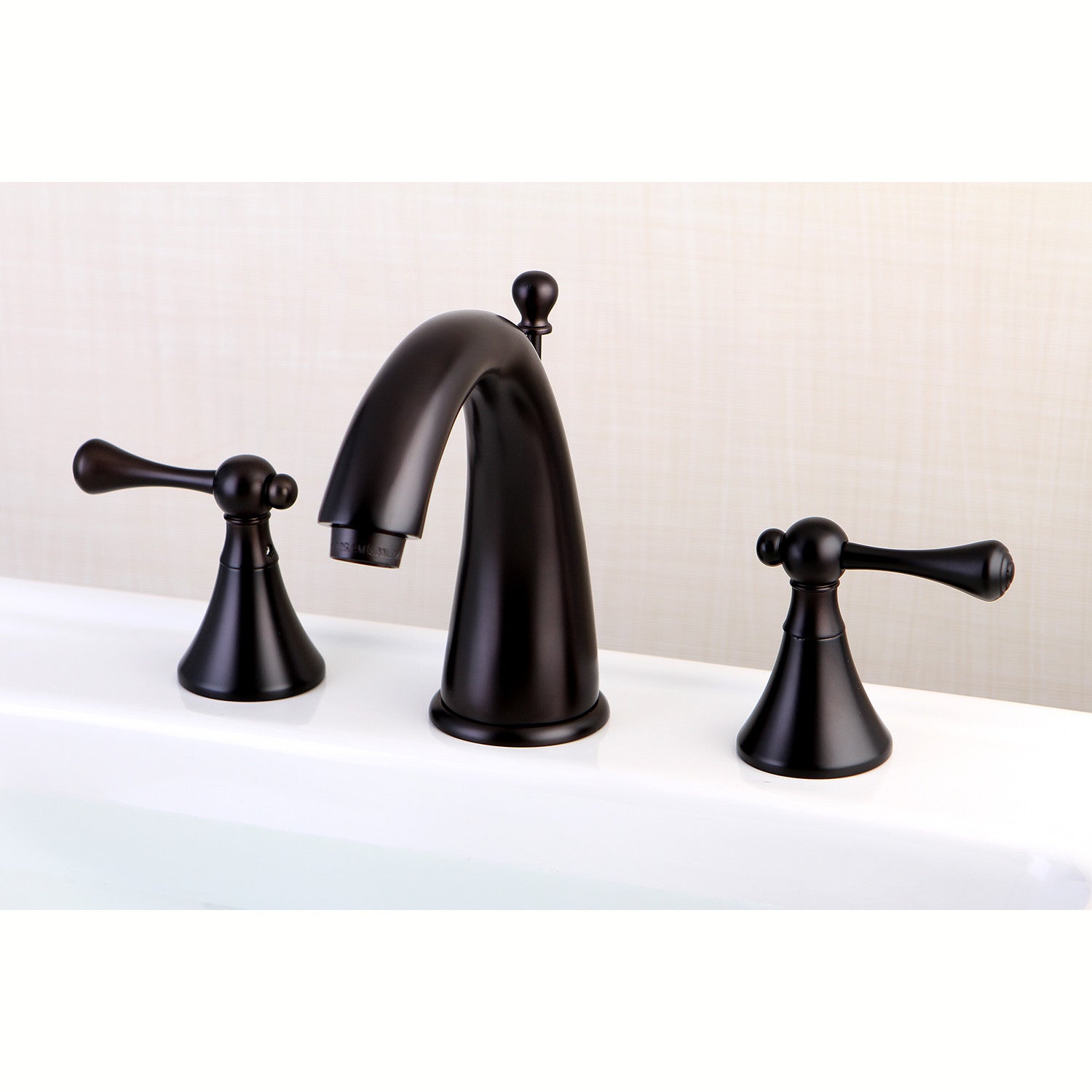 Kingston Tulare KS2975BL - English Country Two-Handle 3-Hole Deck Mount Widespread Bathroom Faucet with Brass Pop-Up, Oil Rubbed Bronze — thumbnail 2