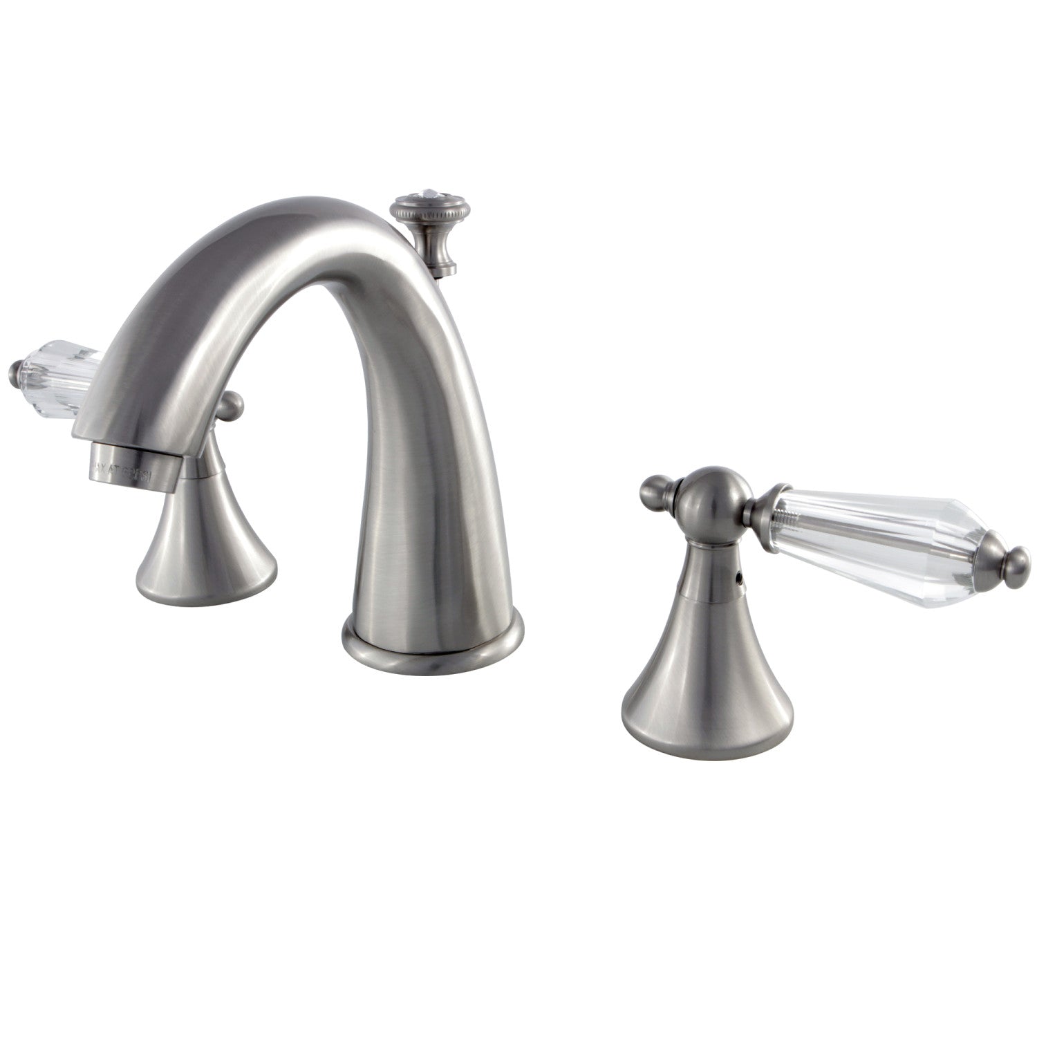 Kingston Tulare KS2978WLL - Wilshire Two-Handle 3-Hole Deck Mount Widespread Bathroom Faucet with Brass Pop-Up, Brushed Nickel