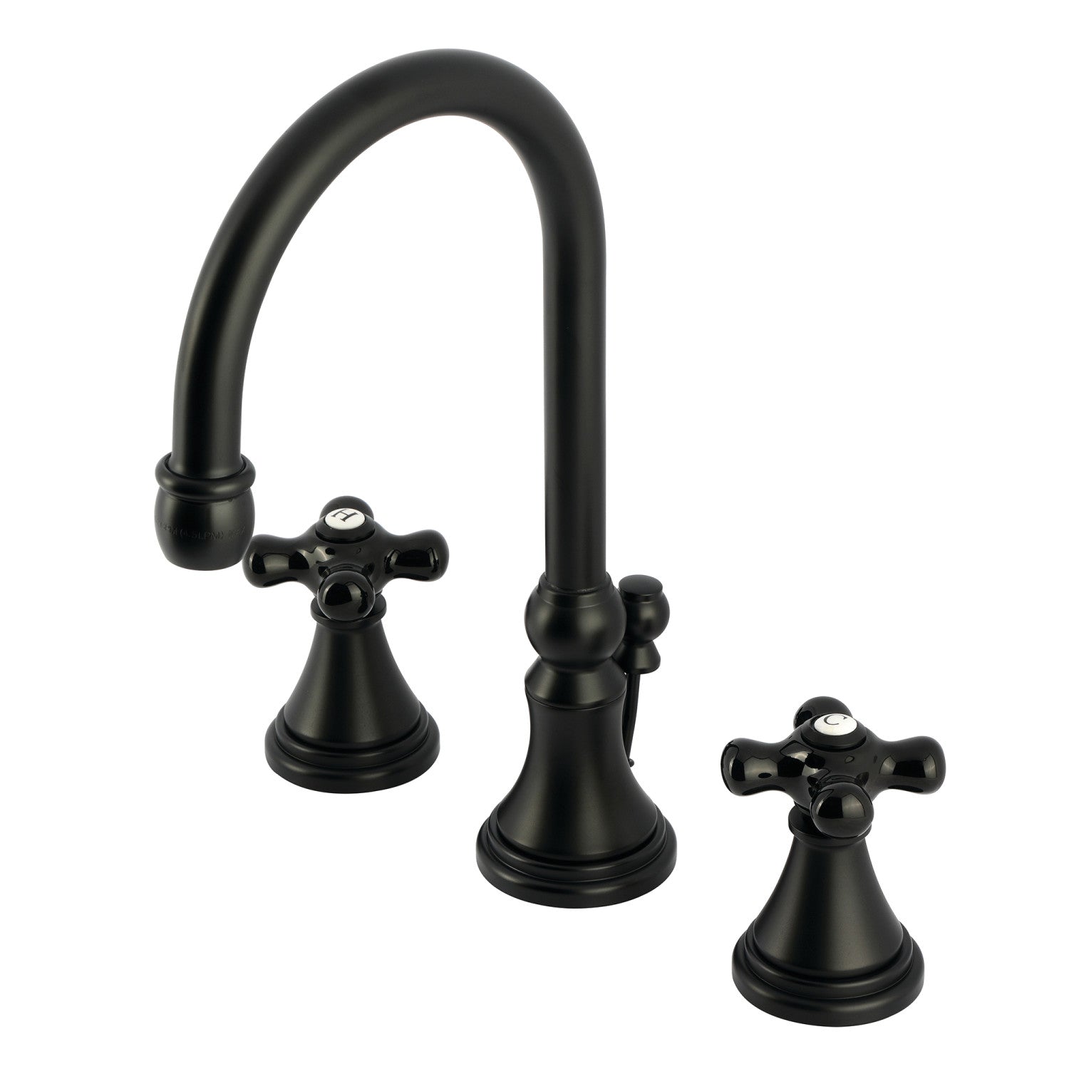 Kingston Tulare KS2980PKX - Duchess Two-Handle 3-Hole Deck Mount Widespread Bathroom Faucet with Brass Pop-Up, Matte Black