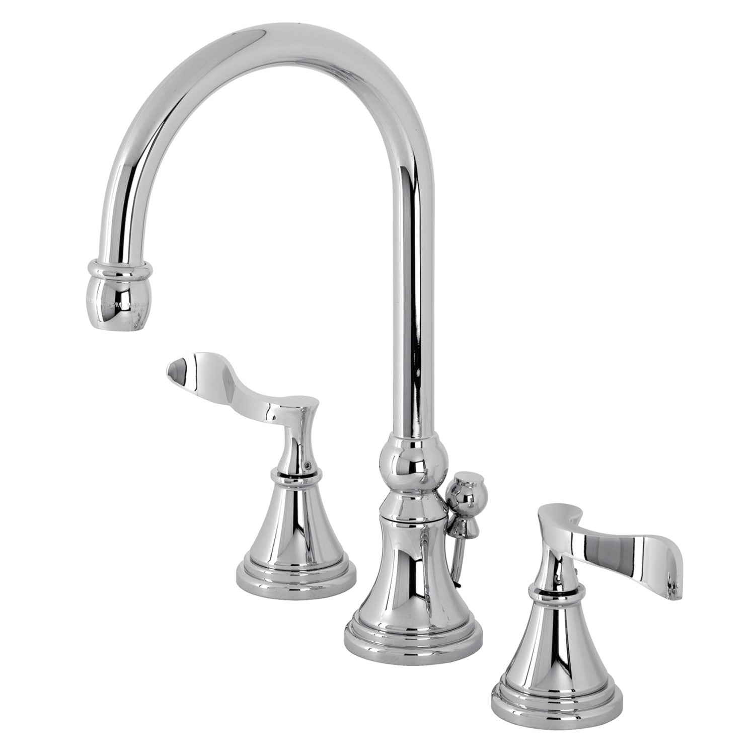 Kingston Tulare KS2981CFL - Century Two-Handle 3-Hole Deck Mount Widespread Bathroom Faucet with Brass Pop-Up, Polished Chrome