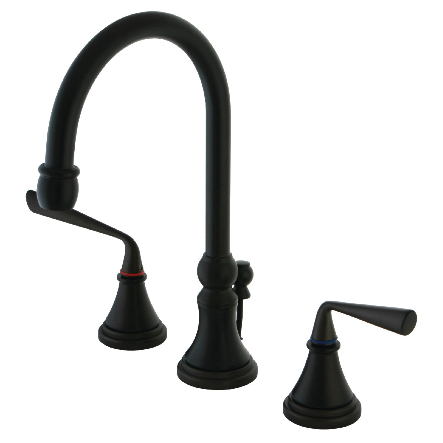 Kingston Tulare KS2985ZL - Silver Sage Two-Handle 3-Hole Deck Mount Widespread Bathroom Faucet with Brass Pop-Up, Oil Rubbed Bronze