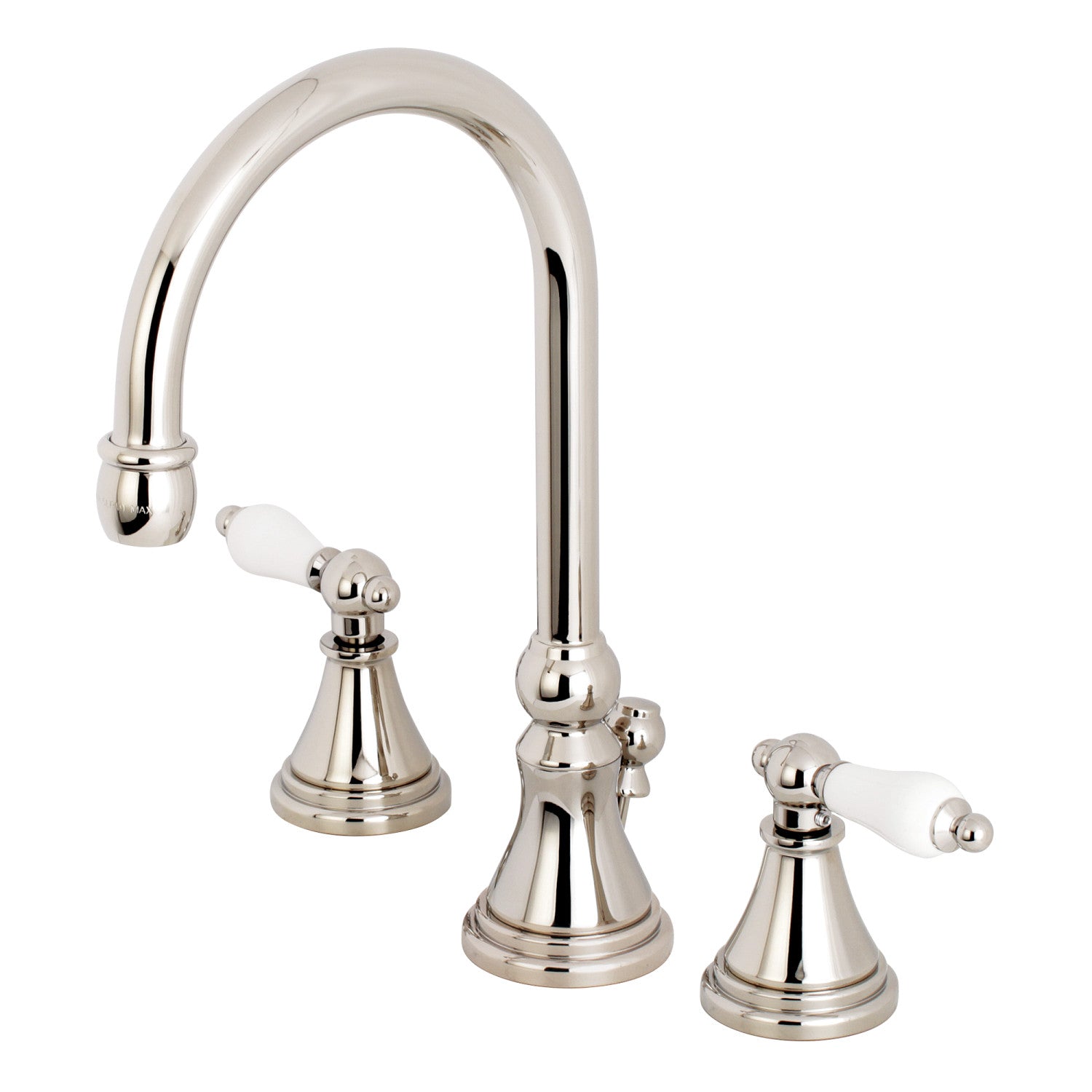 Kingston Tulare KS2986PL - Governor Two-Handle 3-Hole Deck Mount Widespread Bathroom Faucet with Brass Pop-Up, Polished Nickel