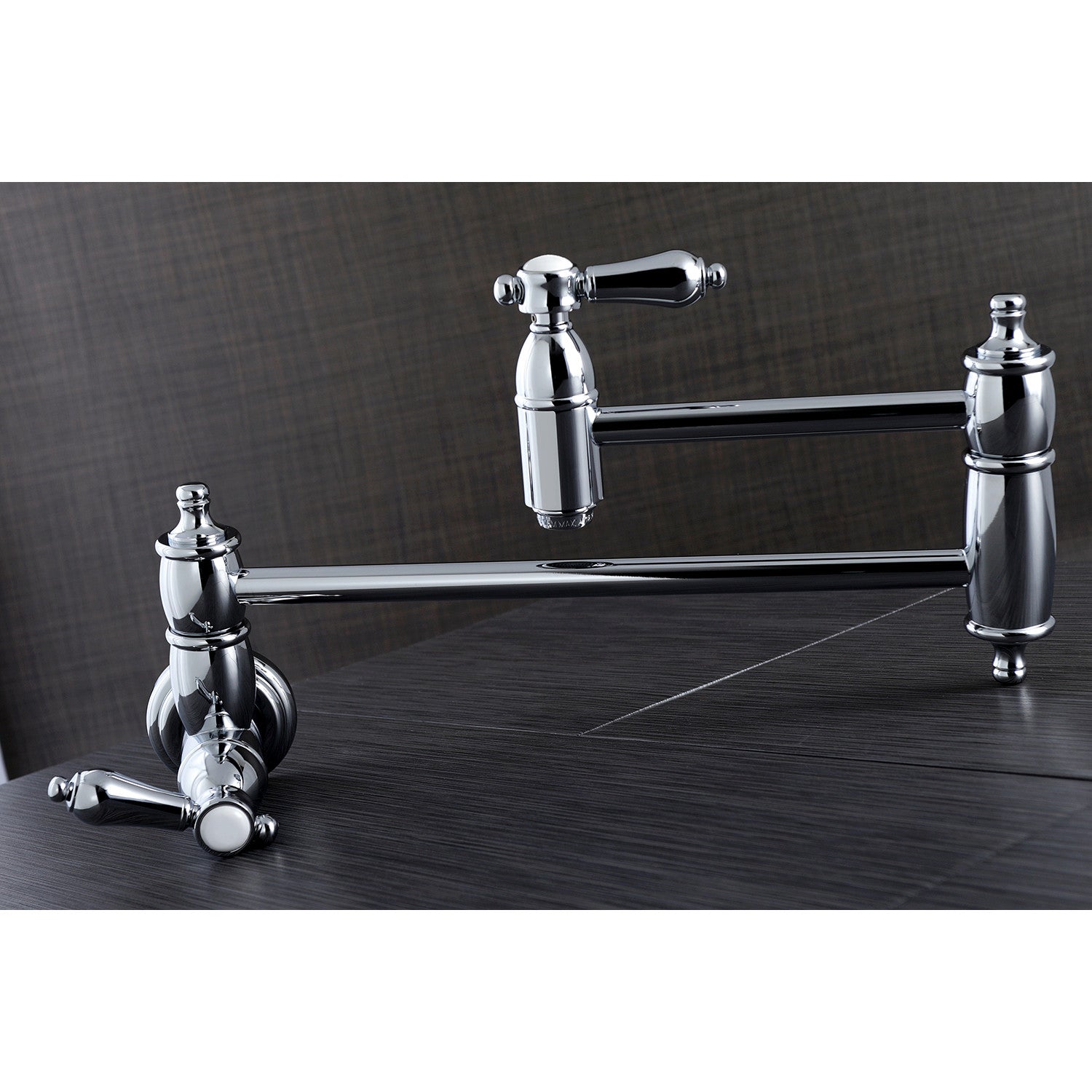 Kingston Heirloom KS3101BAL - Heirloom Two-Handle 1-Hole Wall Mount Pot Filler Faucet, Polished Chrome — thumbnail 2