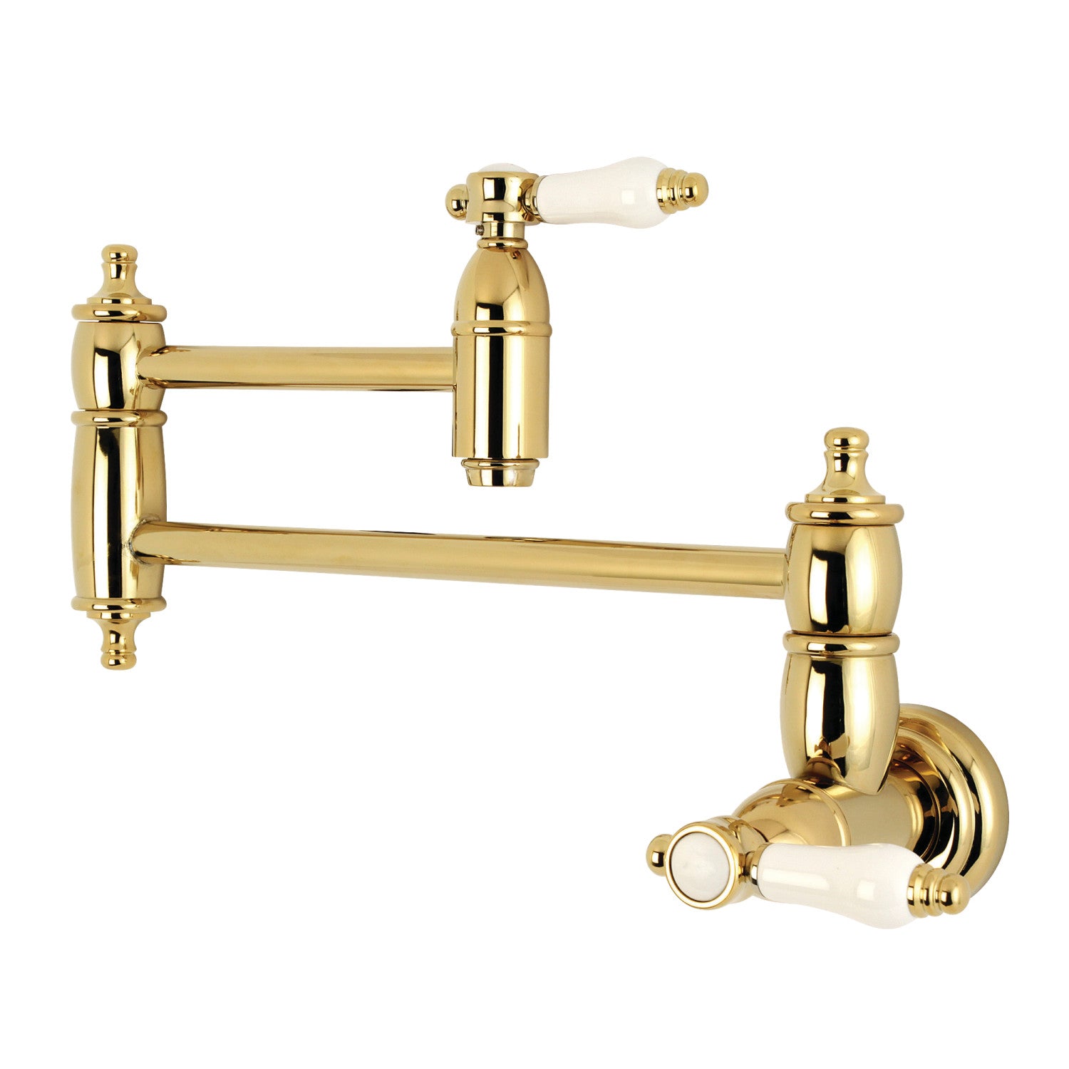 Kingston Heirloom KS3102BPL - Bel-Air Two-Handle 1-Hole Wall Mount Pot Filler Faucet, Polished Brass — image 1