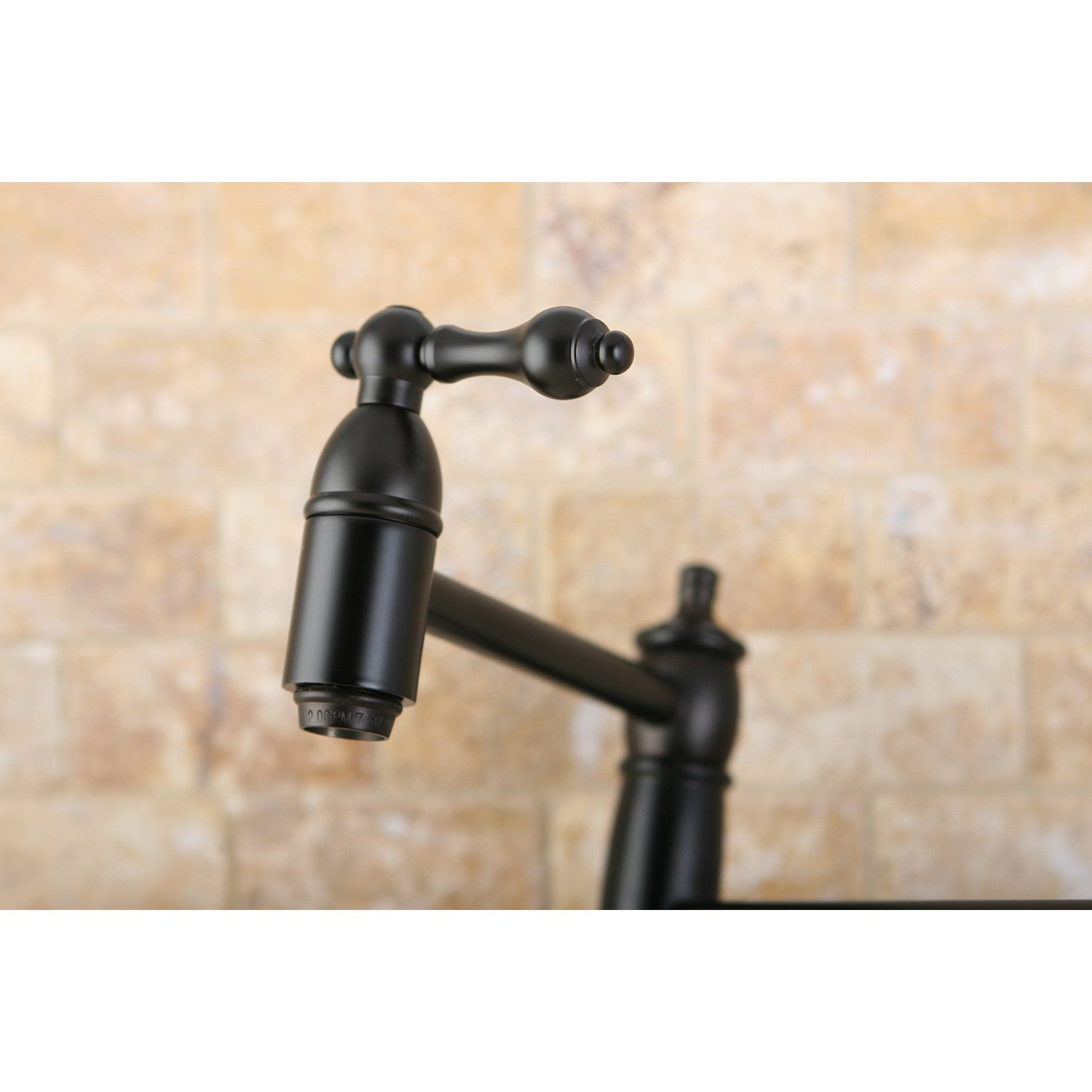 Kingston Heirloom KS3105AL - Restoration Two-Handle 1-Hole Wall Mount Pot Filler Faucet, Oil Rubbed Bronze — thumbnail 3