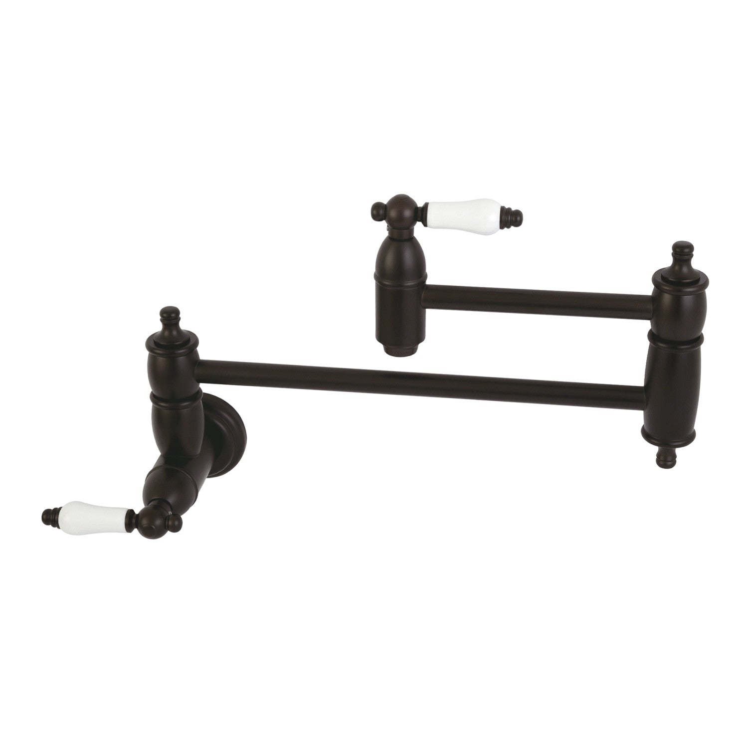 Kingston Heirloom KS3105PL - Restoration Two-Handle 1-Hole Wall Mount Pot Filler Faucet, Oil Rubbed Bronze