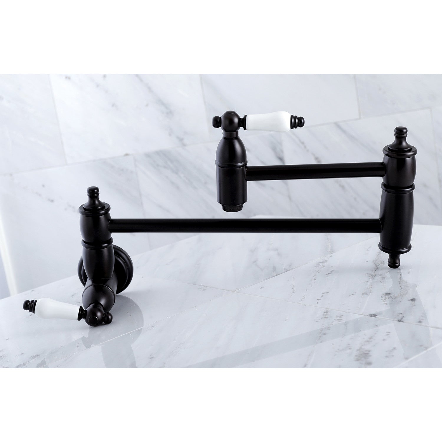 Kingston Heirloom KS3105PL - Restoration Two-Handle 1-Hole Wall Mount Pot Filler Faucet, Oil Rubbed Bronze — thumbnail 2