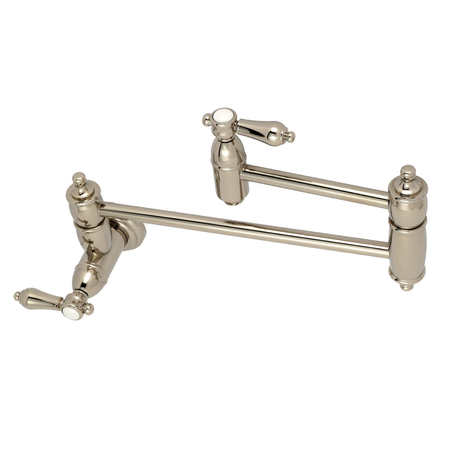 Kingston Heirloom KS3106BAL - Heirloom Two-Handle 1-Hole Wall Mount Pot Filler Faucet, Polished Nickel