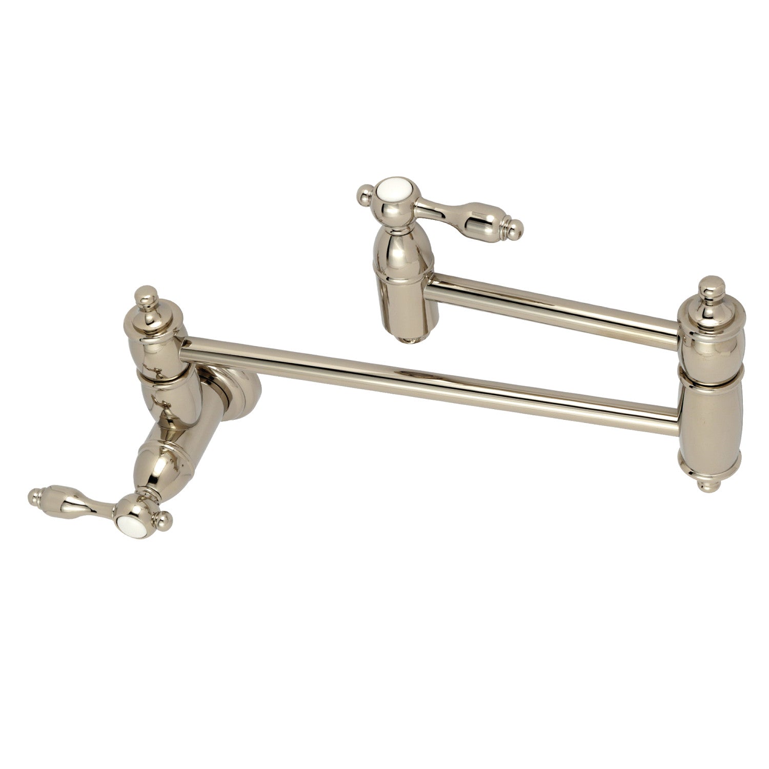 Kingston Heirloom KS3106TAL - Tudor Two-Handle 1-Hole Wall Mount Pot Filler Faucet, Polished Nickel