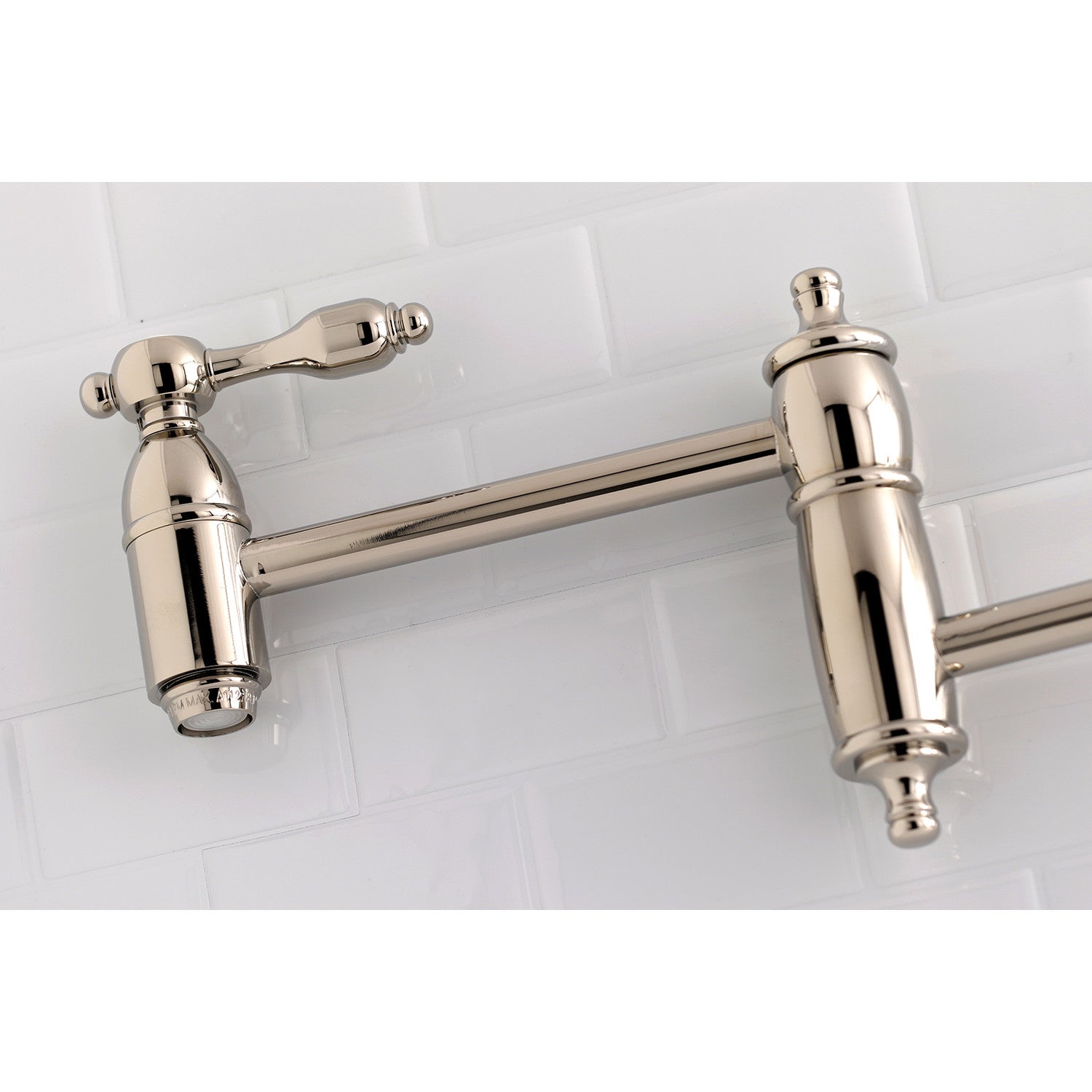 Kingston Heirloom KS3106TAL - Tudor Two-Handle 1-Hole Wall Mount Pot Filler Faucet, Polished Nickel — thumbnail 3
