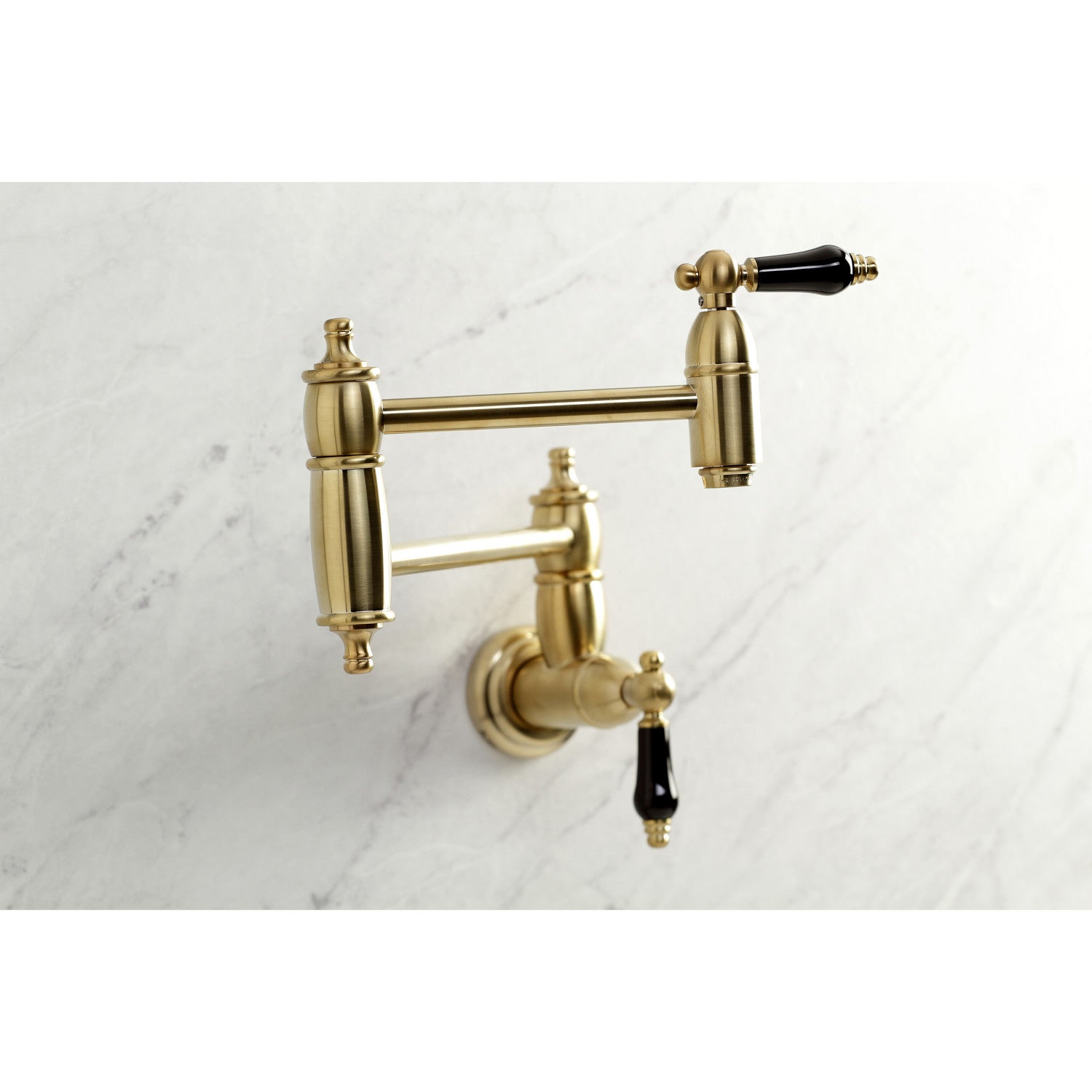 Kingston Heirloom KS3107PKL - Duchess Two-Handle 1-Hole Wall Mount Pot Filler Faucet, Brushed Brass — thumbnail 3