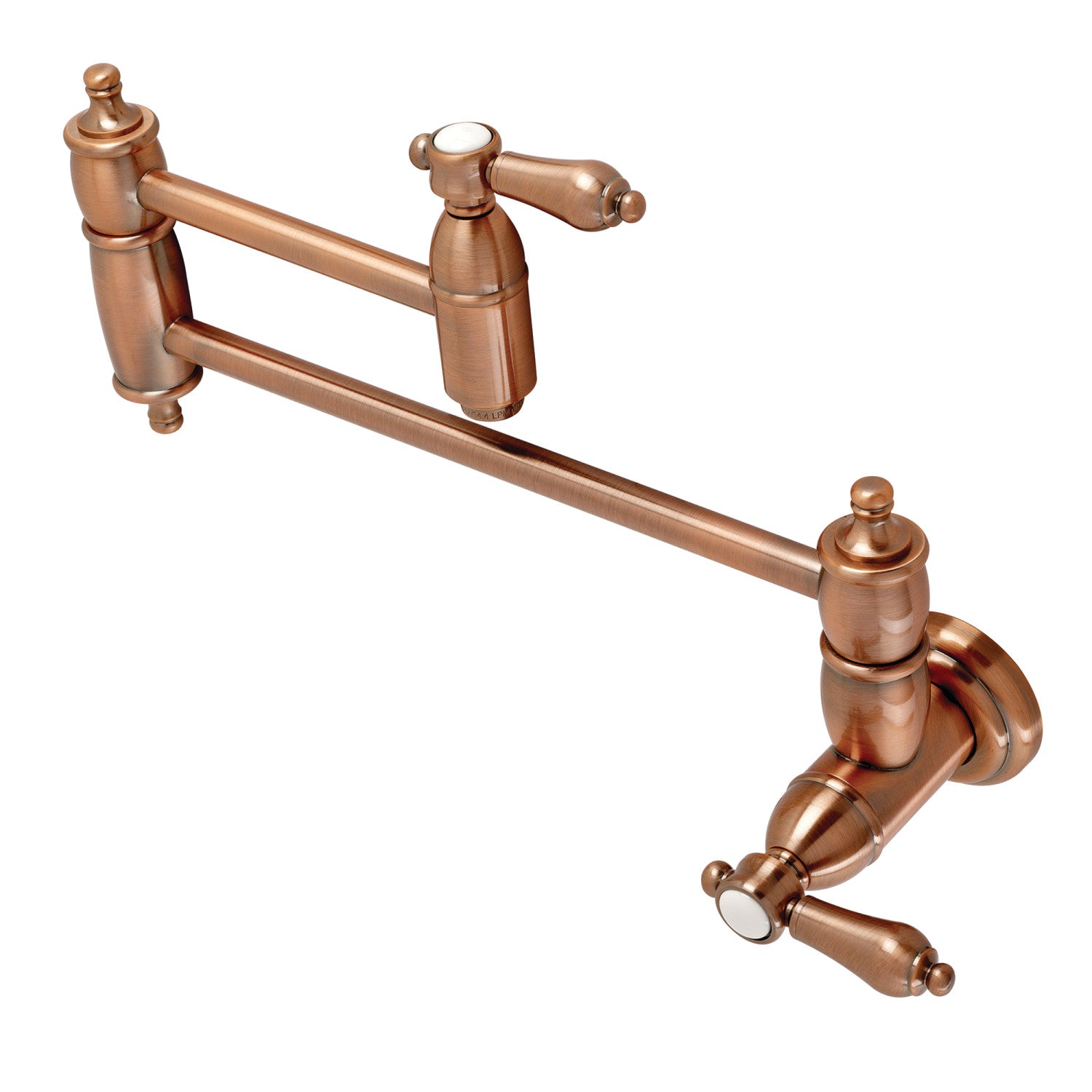 Kingston Heirloom KS310BALAC - Heirloom Two-Handle 1-Hole Wall Mount Pot Filler Faucet, Antique Copper