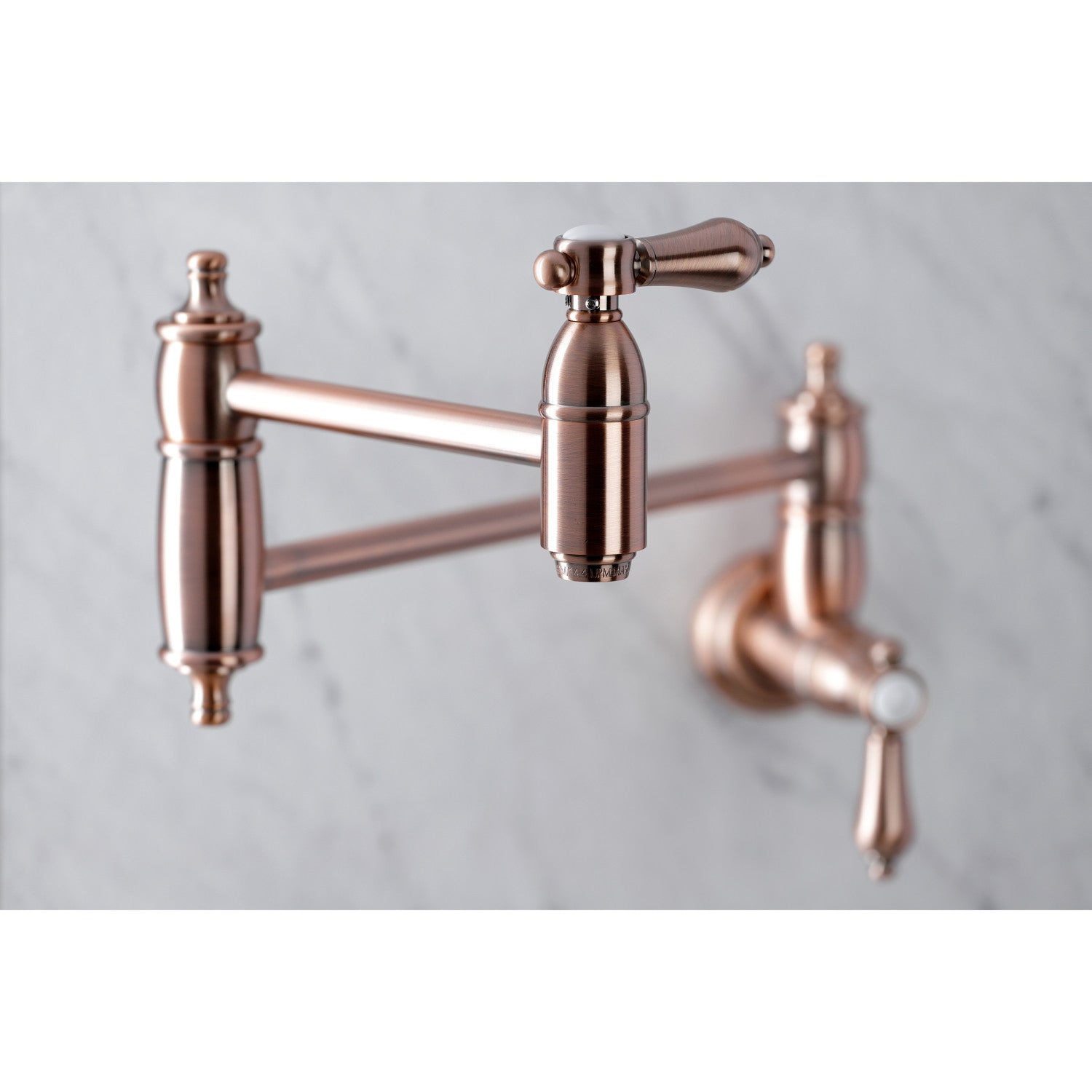 Kingston Heirloom KS310BALAC - Heirloom Two-Handle 1-Hole Wall Mount Pot Filler Faucet, Antique Copper — thumbnail 2