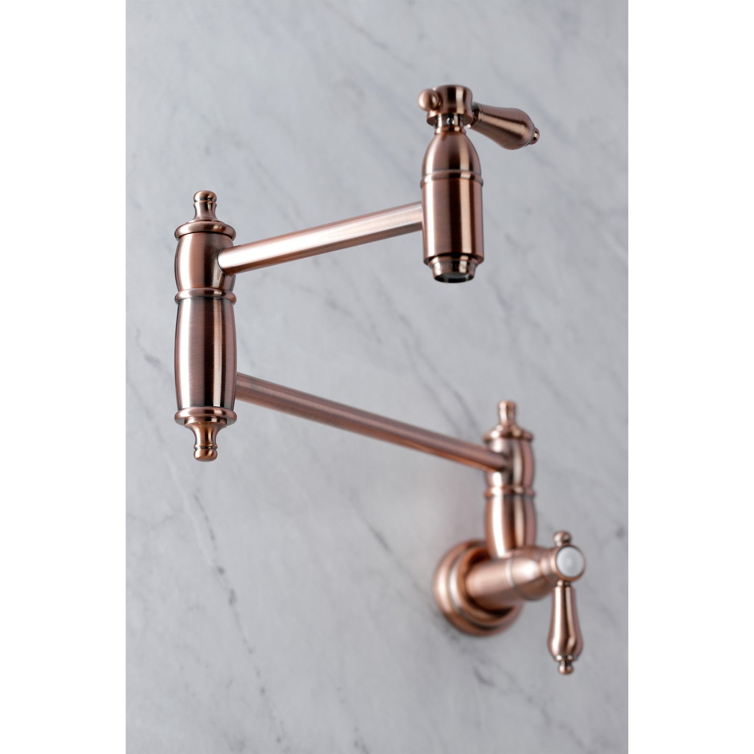 Kingston Heirloom KS310BALAC - Heirloom Two-Handle 1-Hole Wall Mount Pot Filler Faucet, Antique Copper — thumbnail 3