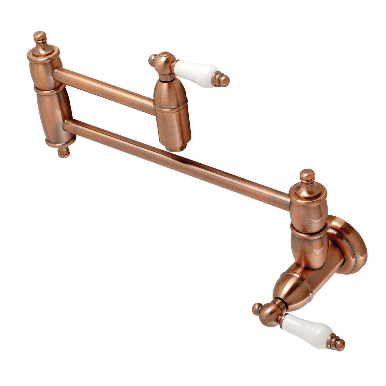 Kingston Heirloom KS310PLAC - Restoration Two-Handle 1-Hole Wall Mount Pot Filler Faucet, Antique Copper