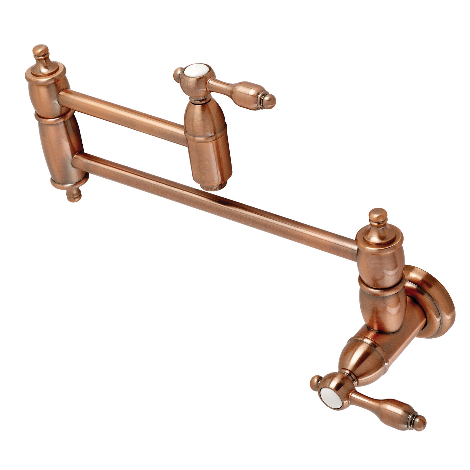 Kingston Heirloom KS310TALAC - Tudor Two-Handle 1-Hole Wall Mount Pot Filler Faucet, Antique Copper