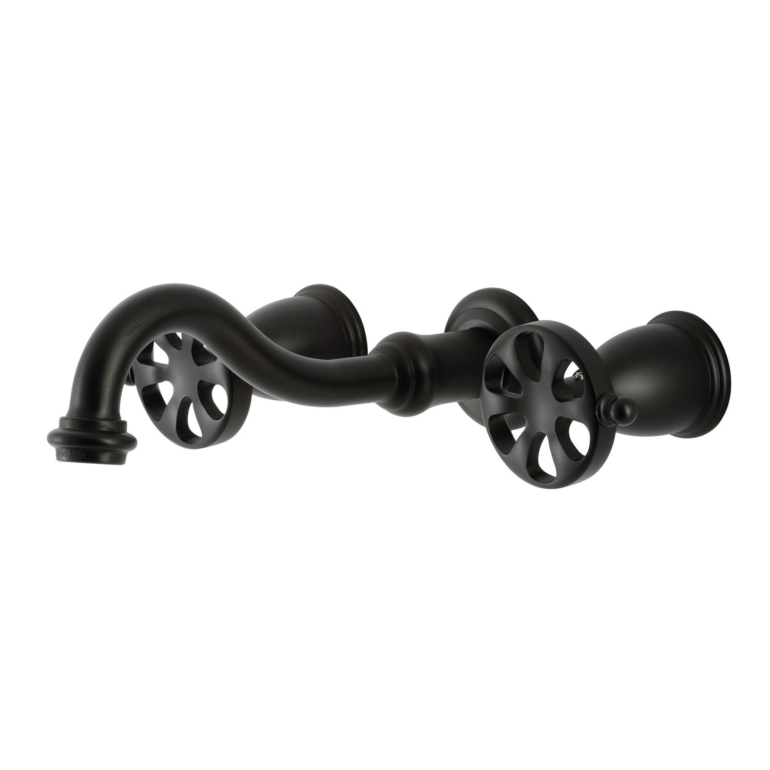 Kingston Tulare KS3120RX - Belknap Double-Handle 3-Hole Wall Mount Bathroom Faucet, Matte Black