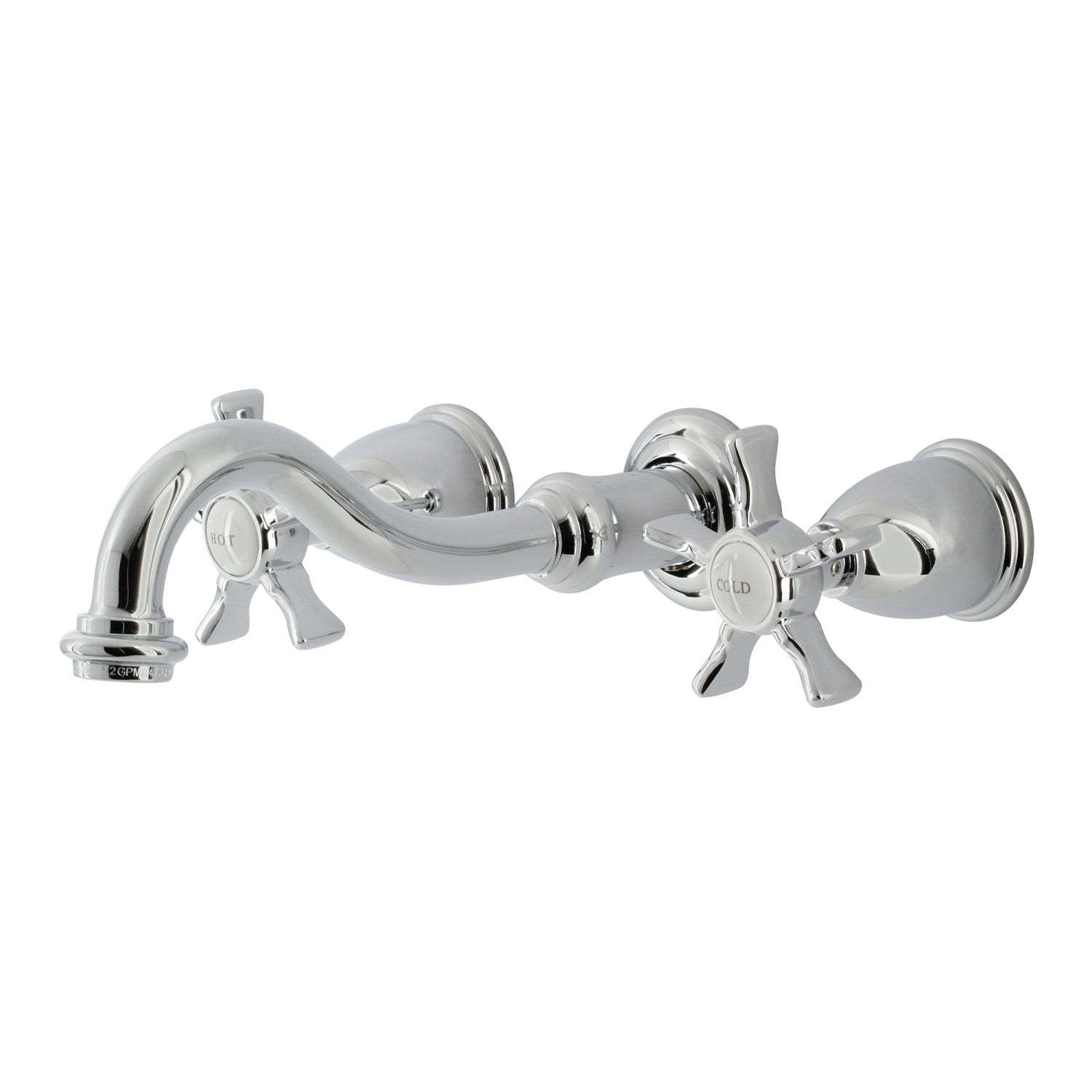 Kingston Heirloom KS3121NX - Hamilton Double-Handle 3-Hole Wall Mount Bathroom Faucet, Polished Chrome