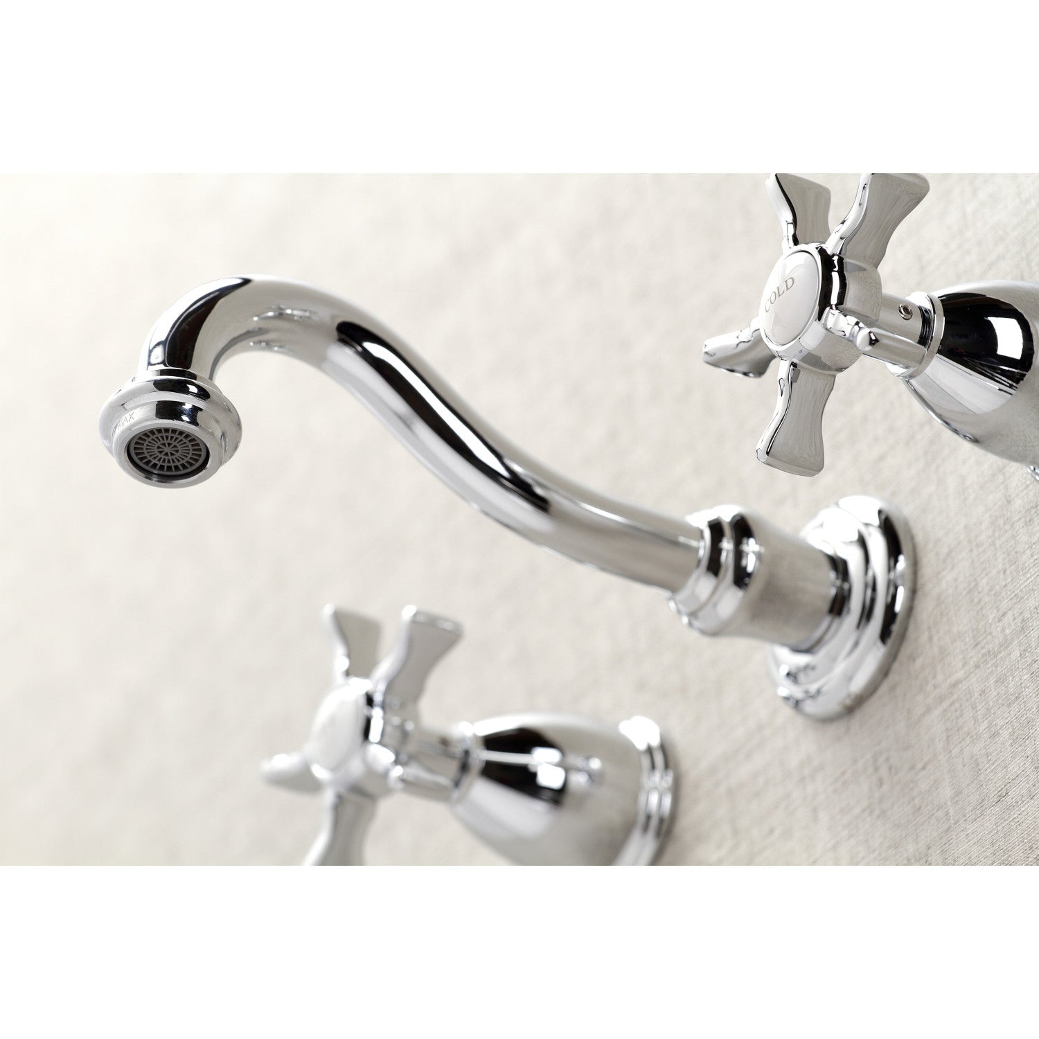 Kingston Heirloom KS3121NX - Hamilton Double-Handle 3-Hole Wall Mount Bathroom Faucet, Polished Chrome — thumbnail 3