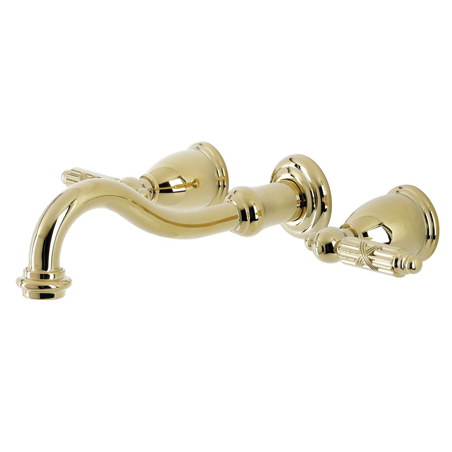 Kingston Heirloom KS3122GL - Vintage Double-Handle 3-Hole Wall Mount Bathroom Faucet, Polished Brass