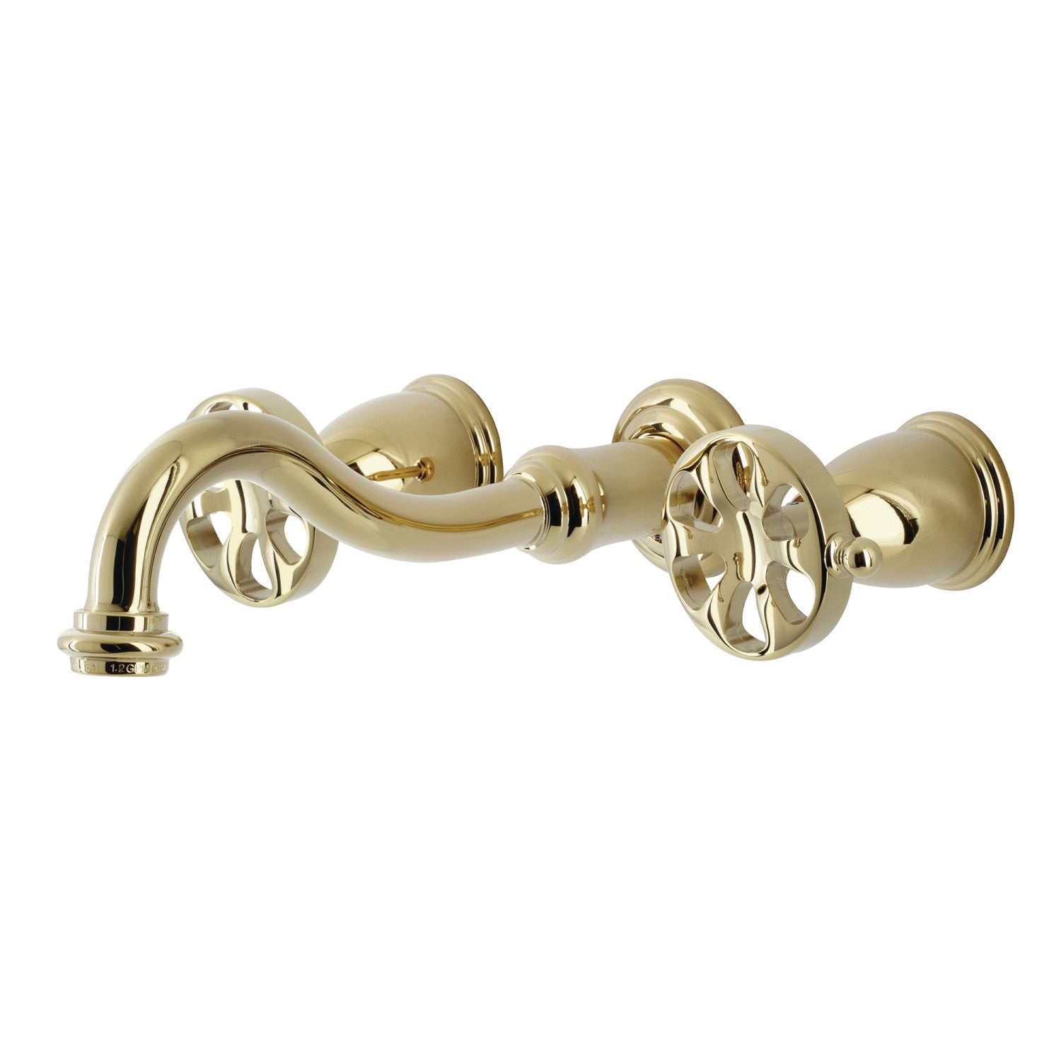 Kingston Tulare KS3122RX - Belknap Double-Handle 3-Hole Wall Mount Bathroom Faucet, Polished Brass