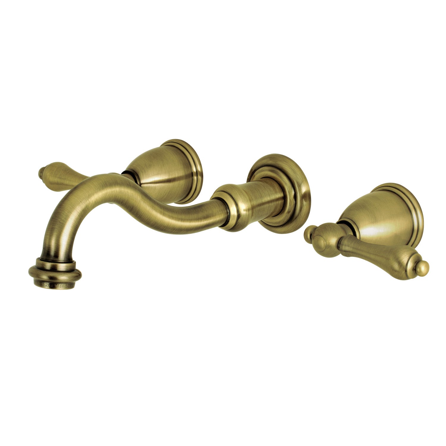 Kingston Heirloom KS3123AL - Vintage Double-Handle 3-Hole Wall Mount Bathroom Faucet, Antique Brass