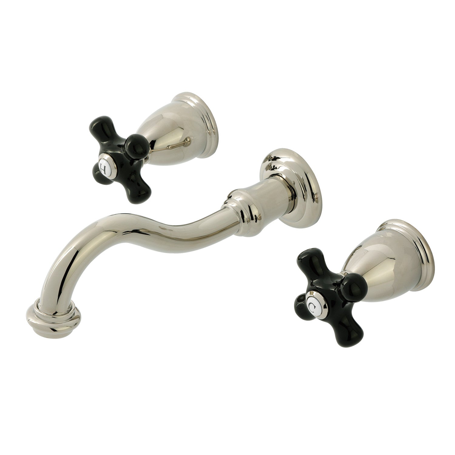 Kingston Heirloom KS3126PKX - Duchess Double-Handle 3-Hole Wall Mount Bathroom Faucet, Polished Nickel