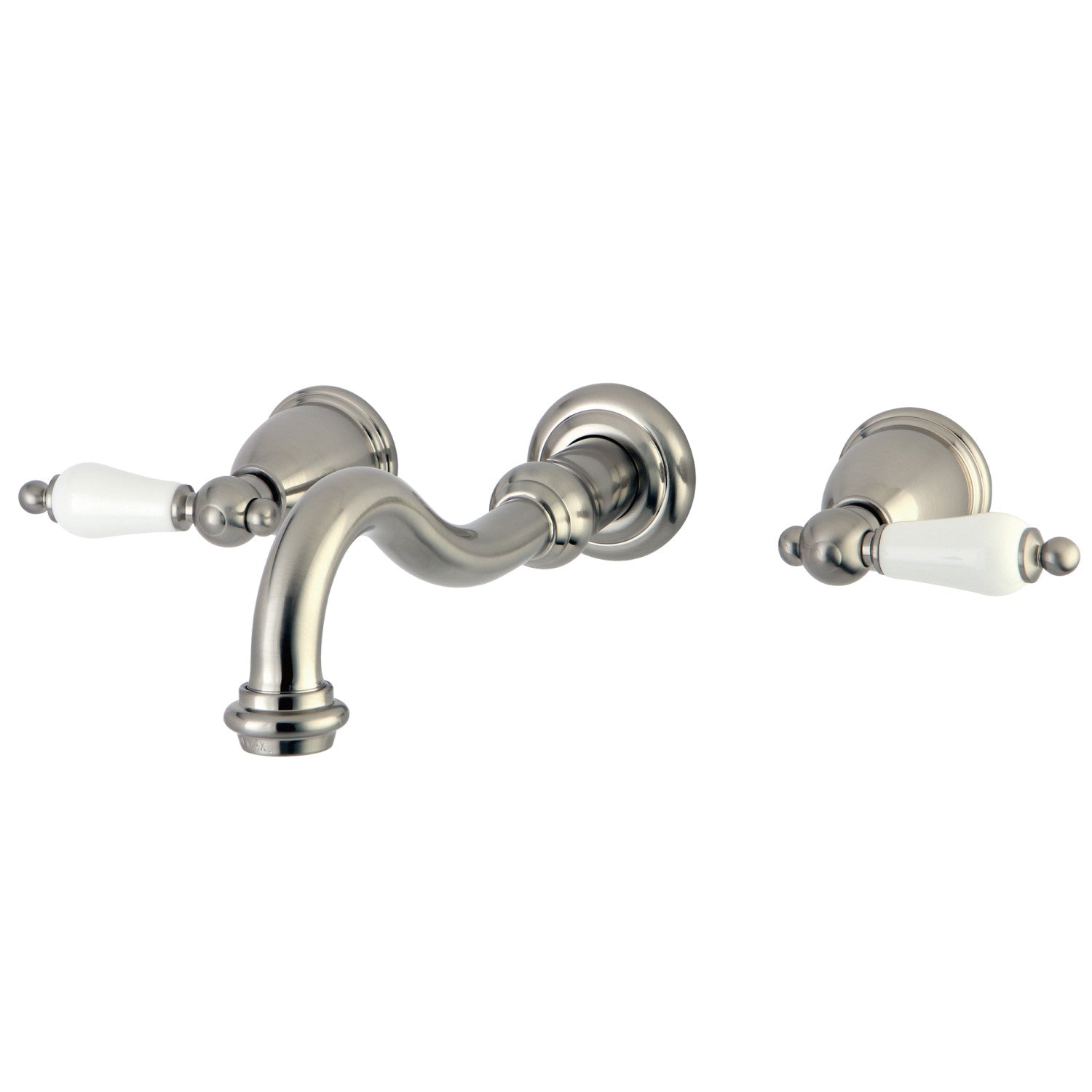 Kingston Heirloom KS3128PL - Vintage Double-Handle 3-Hole Wall Mount Bathroom Faucet, Brushed Nickel
