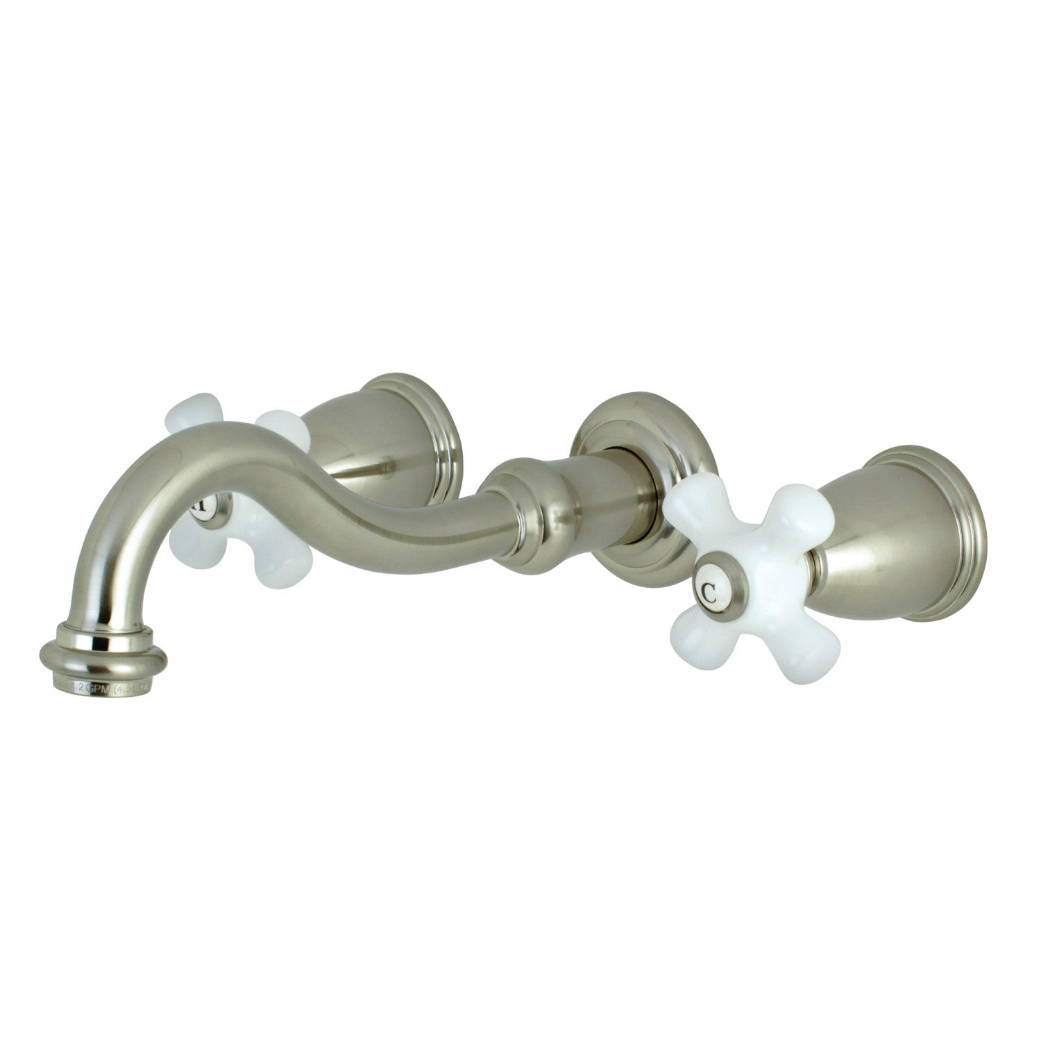 Kingston Heirloom KS3128PX - Vintage Double-Handle 3-Hole Wall Mount Bathroom Faucet, Brushed Nickel
