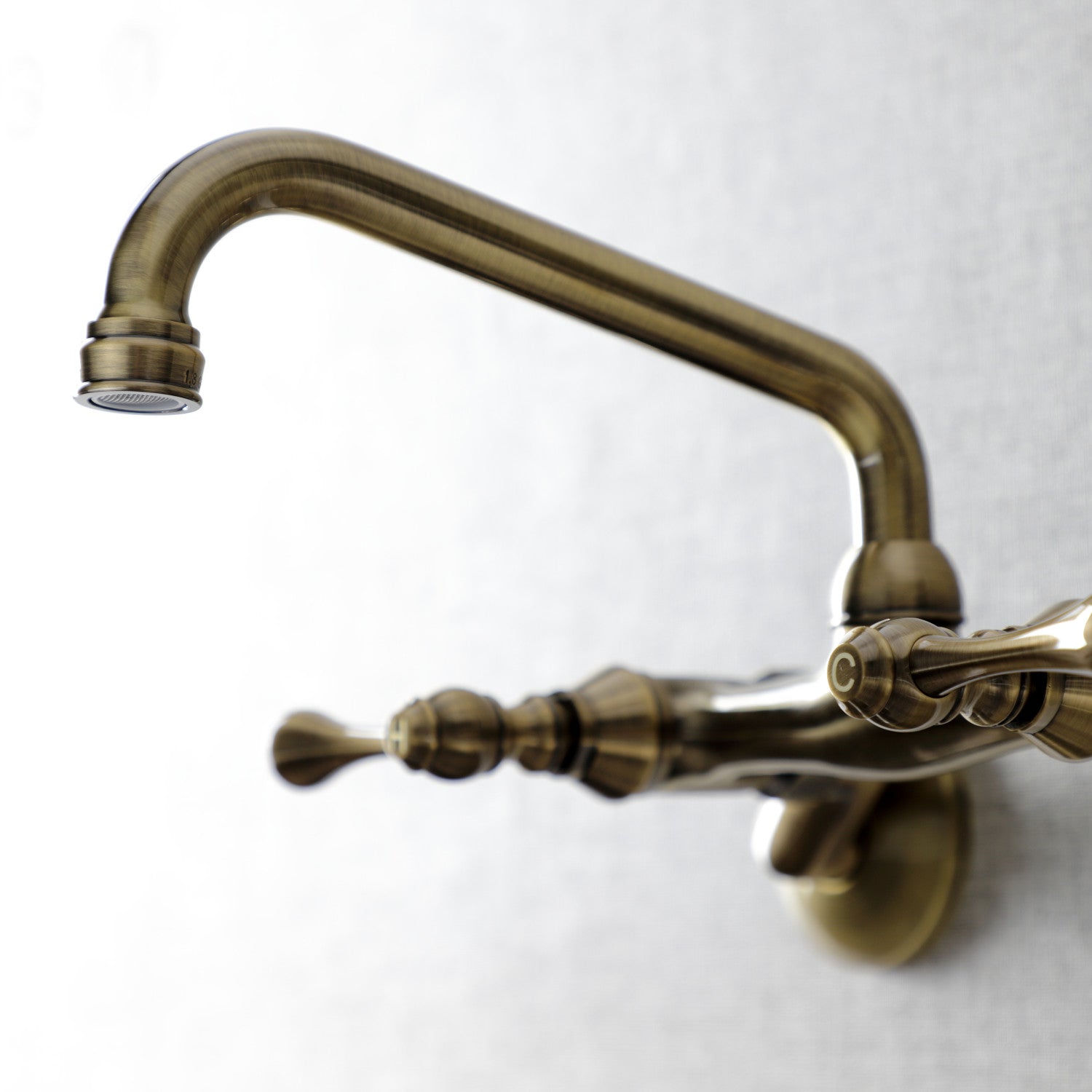 Kingston Tulare KS313AB - Kingston Two-Handle 2-Hole Wall Mount Bridge Kitchen Faucet, Antique Brass — thumbnail 3