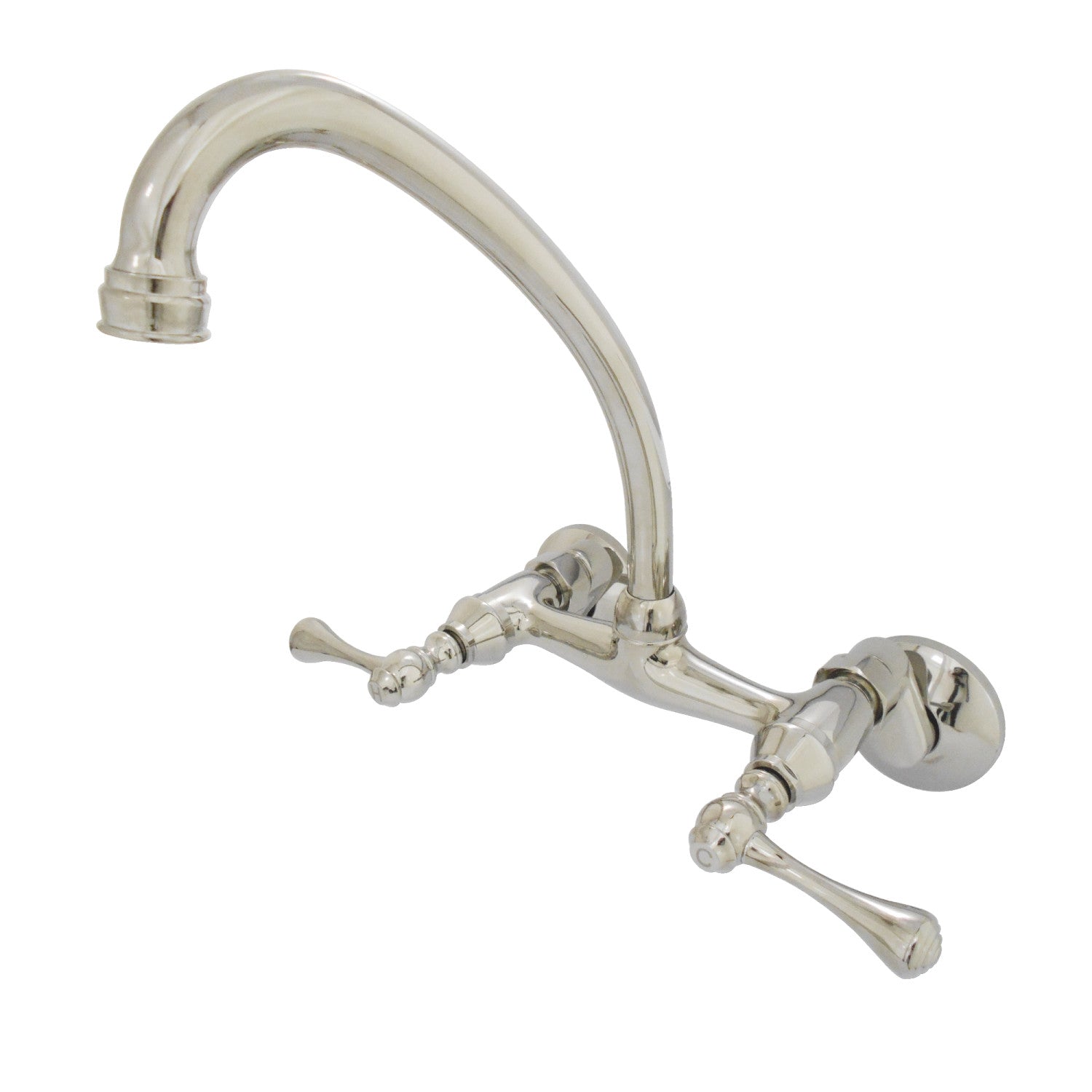 Kingston Tulare KS314PN - Kingston Two-Handle 2-Hole Wall Mount Bridge Kitchen Faucet, Polished Nickel — image 1